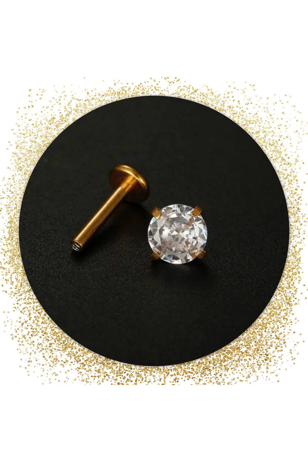 316l cerrahi çelik büyük boy zirkon tek taş tragus helix conch kı