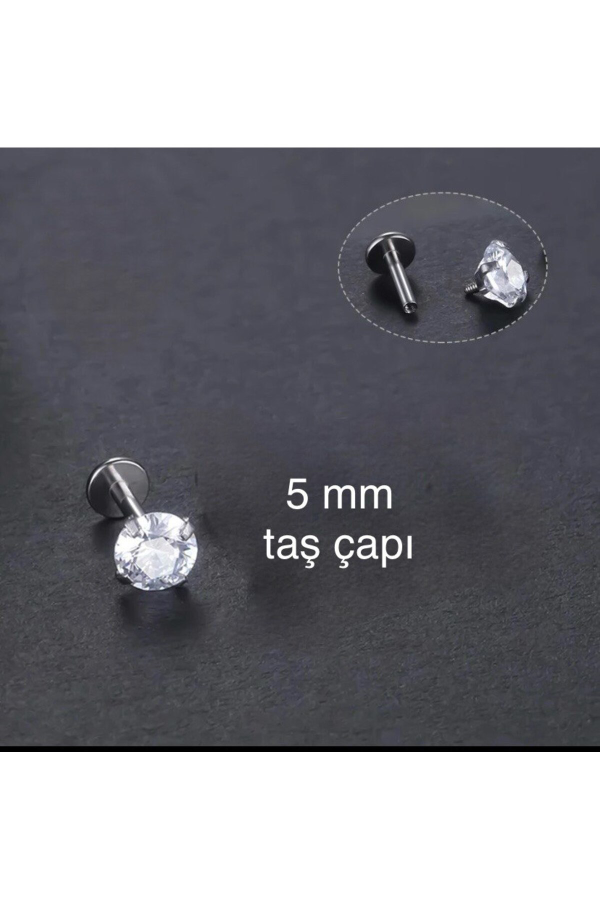 316l cerrahi çelik büyük boy zirkon tek taş tragus helix conch kıkırdak lobe uyumlu labret piercing