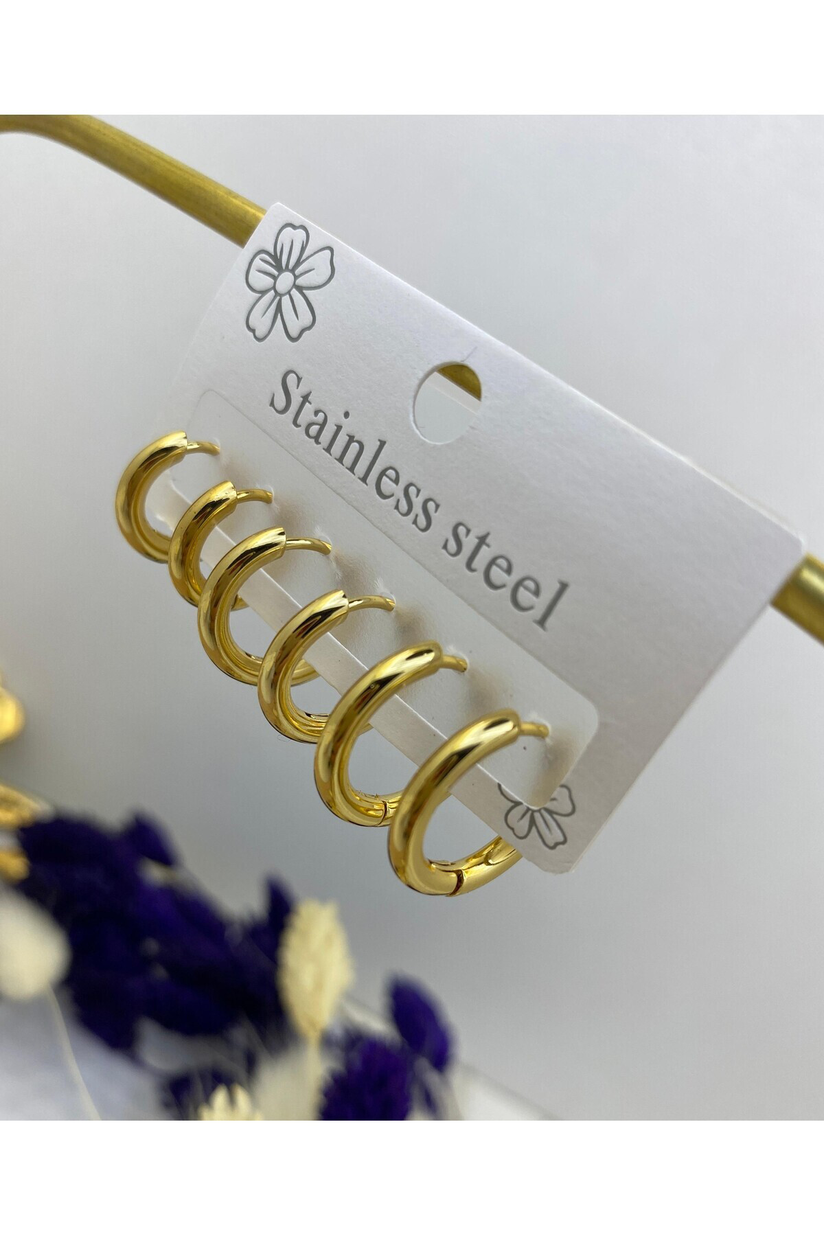 316L CERRAHİ ÇELİK KALIN 6 LI 3 ÇİFT 3 BOY HALKA KÜPE SETİ