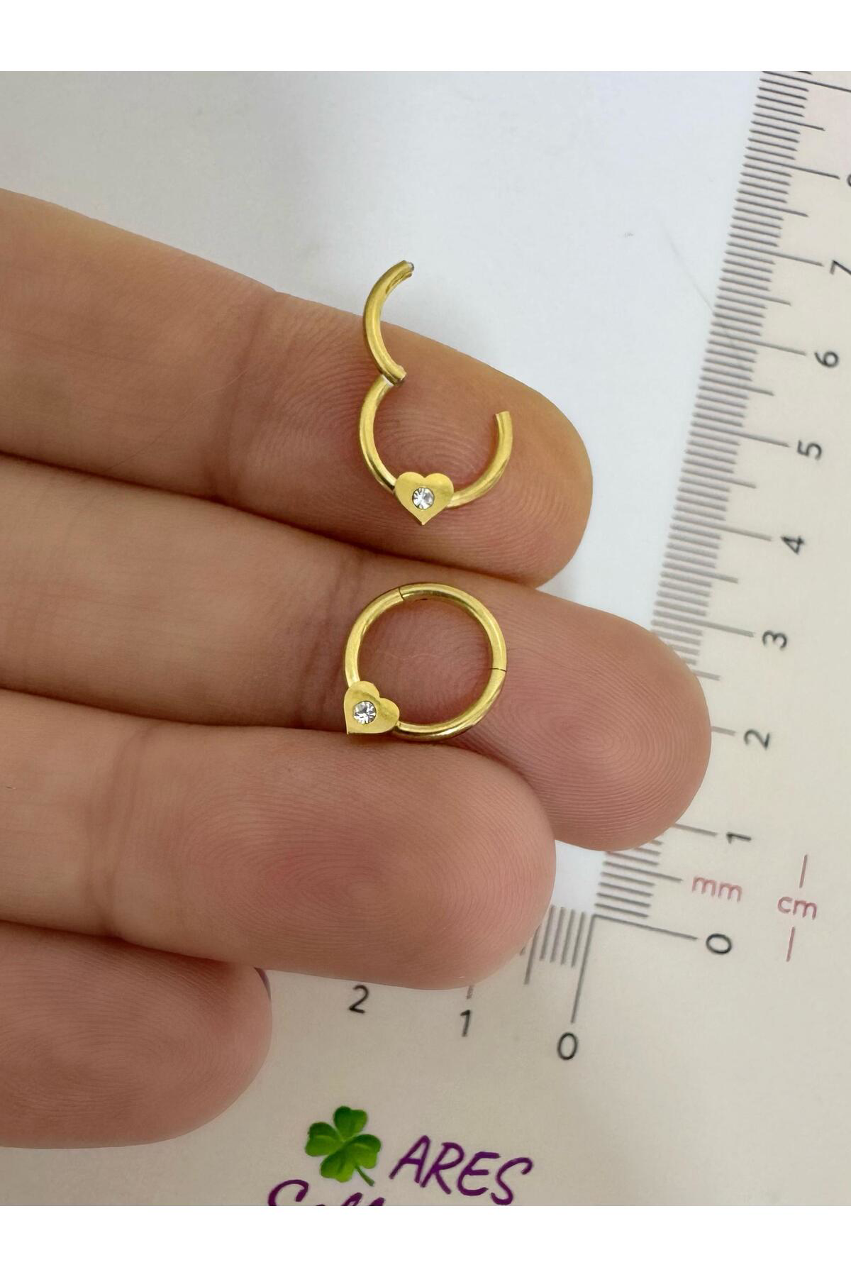 Arescollection 316L Cerrahi Çelik Kalpli Daith Septum Uyumlu 1 Adet Halka Pierci