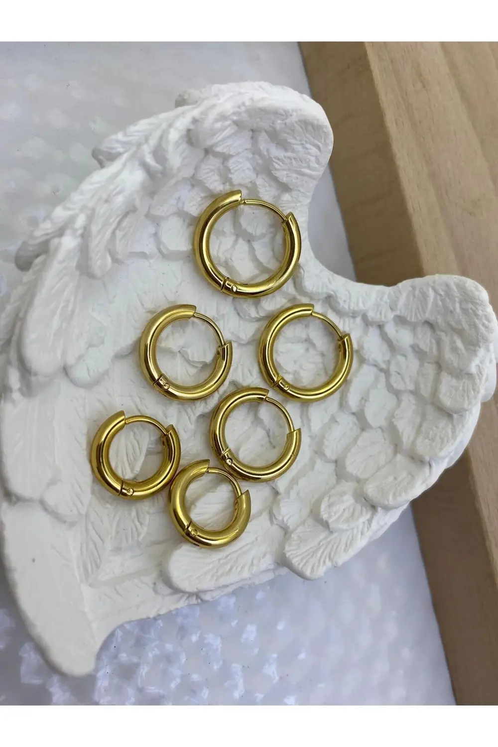 Arescollection 316L Cerrahi Çelik Kalin 6 Li 3 Çift 3 Boy Halka Küpe Seti