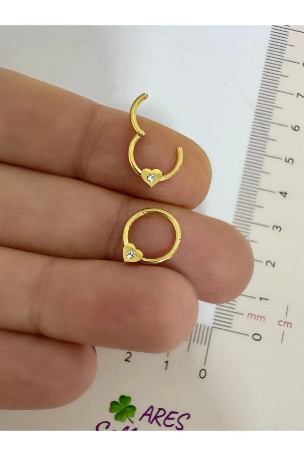 Arescollection 316L Cerrahi Çelik Kalpli Daith Septum Uyumlu 1 Adet Halka Pierci