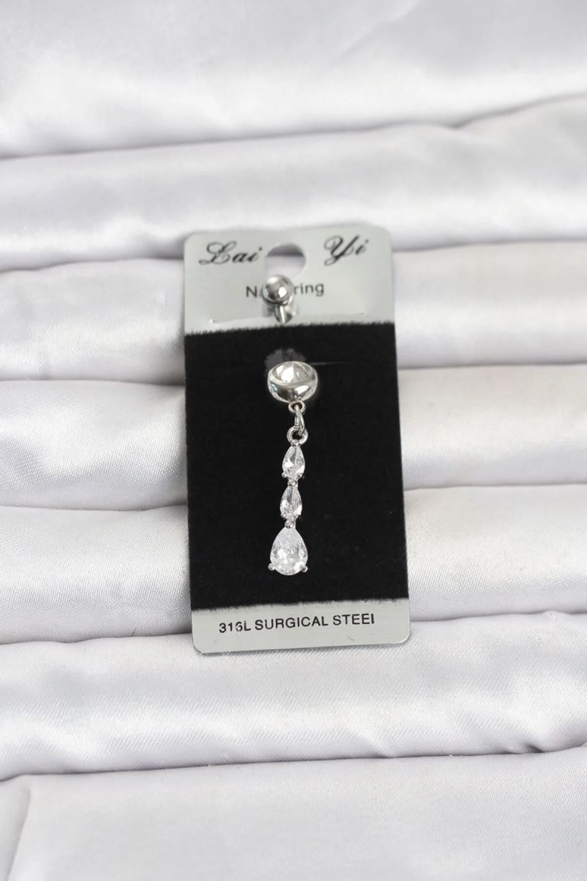 316L Cerrahi Çelik Sallantılı Damla Model Göbek Piercing