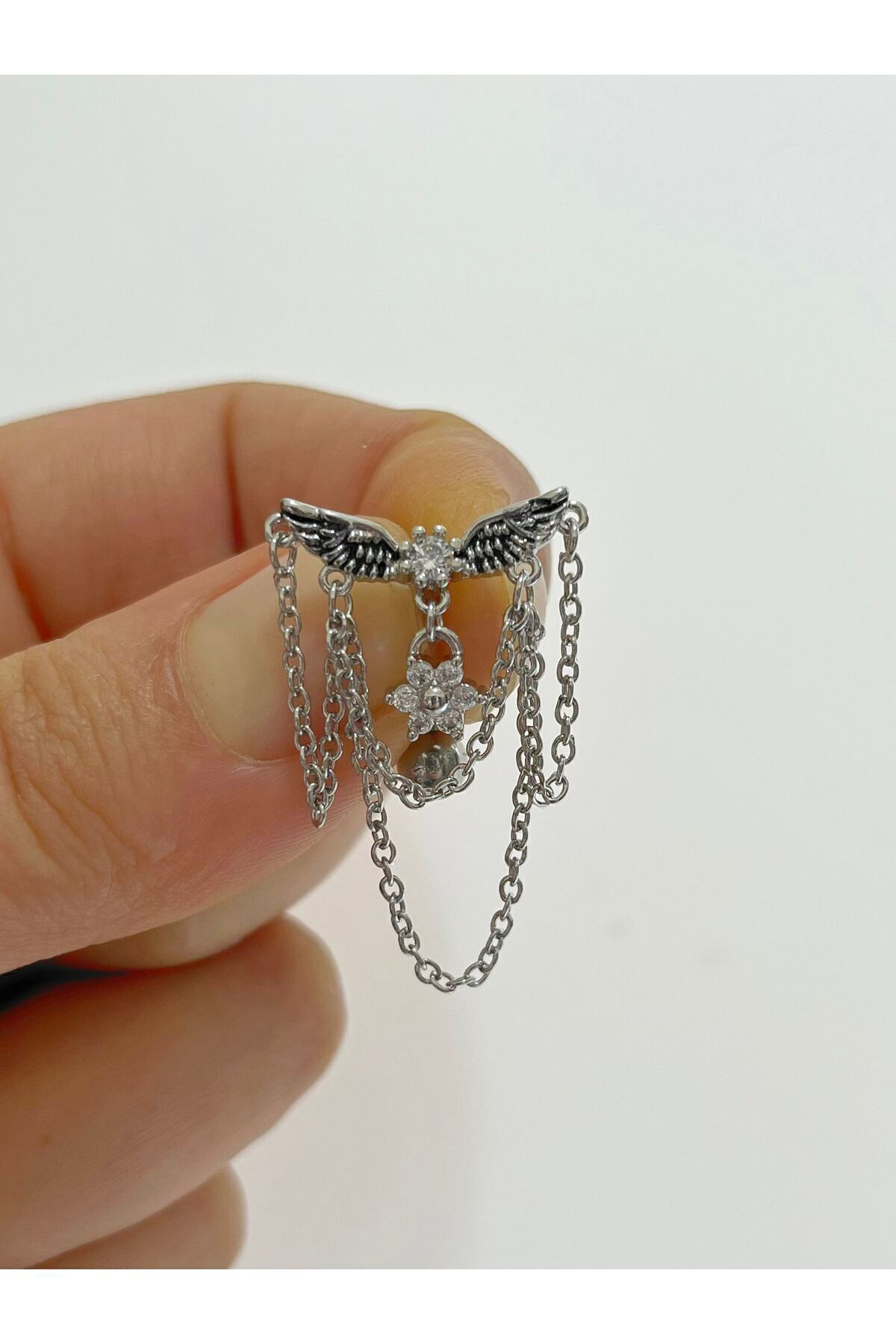 316l cerrahi çelik üstten takmalı sallantılı zirkon taşlı göbek piercingi