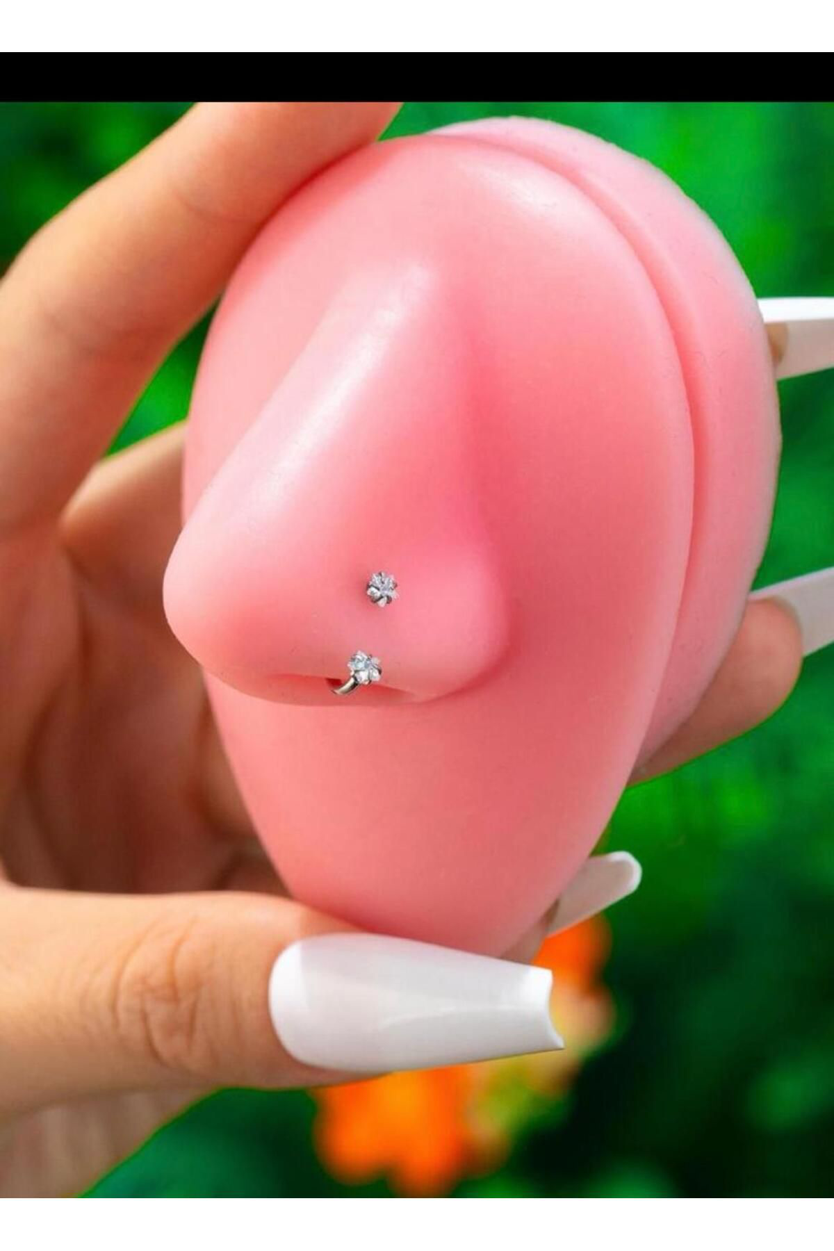 Arescollection 316L Cerrahi Çelik Zirkon Yildiz Taşli Halka Burun Kulak Piercing