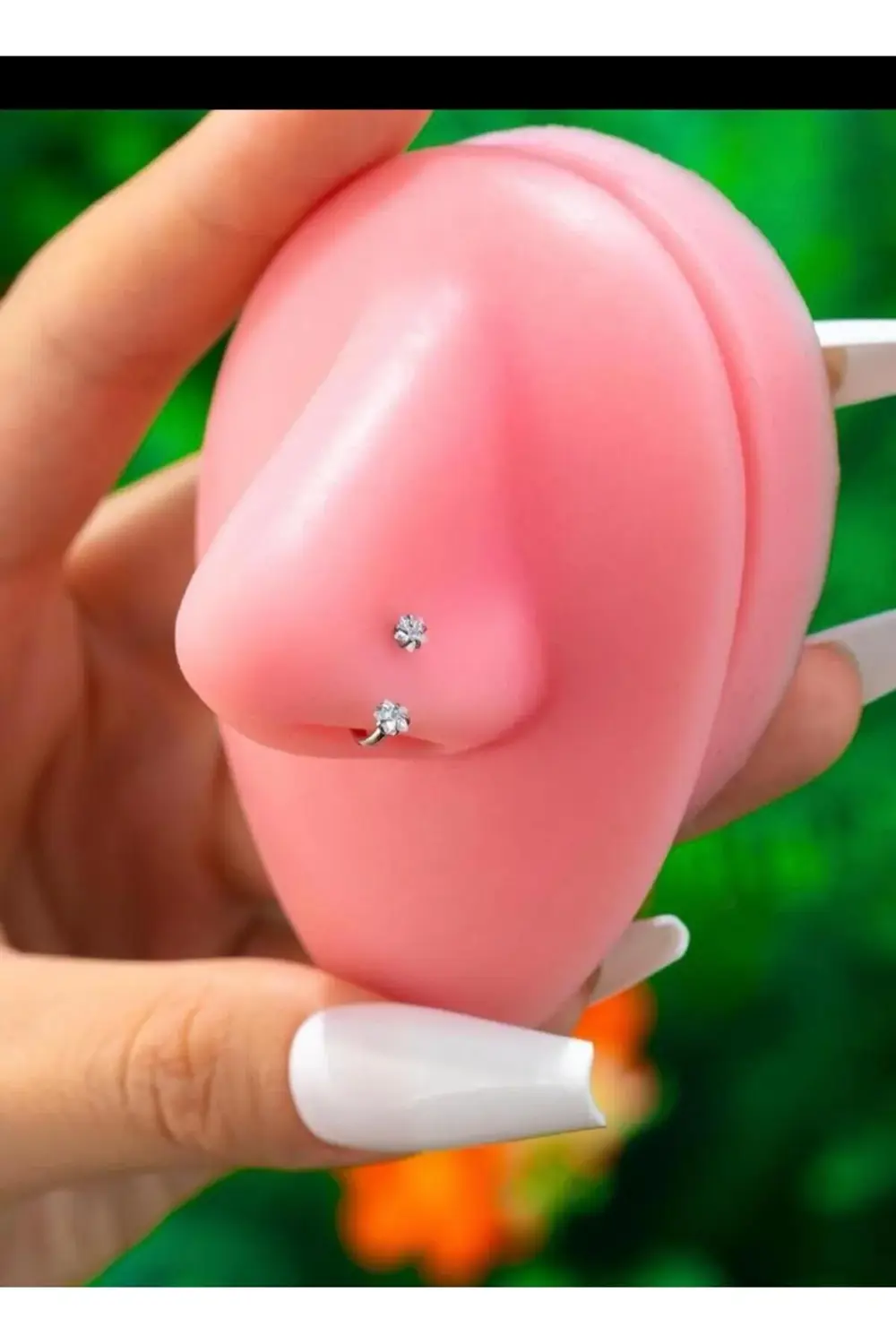 Arescollection 316L Cerrahi Çelik Zirkon Yildiz Taşli Halka Burun Kulak  Piercin