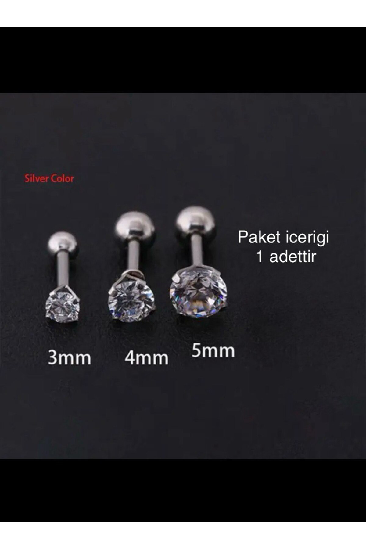 316l cerrahi zirkon tek taş tragus helix conch kıkırdak lobe uyumlu piercing
