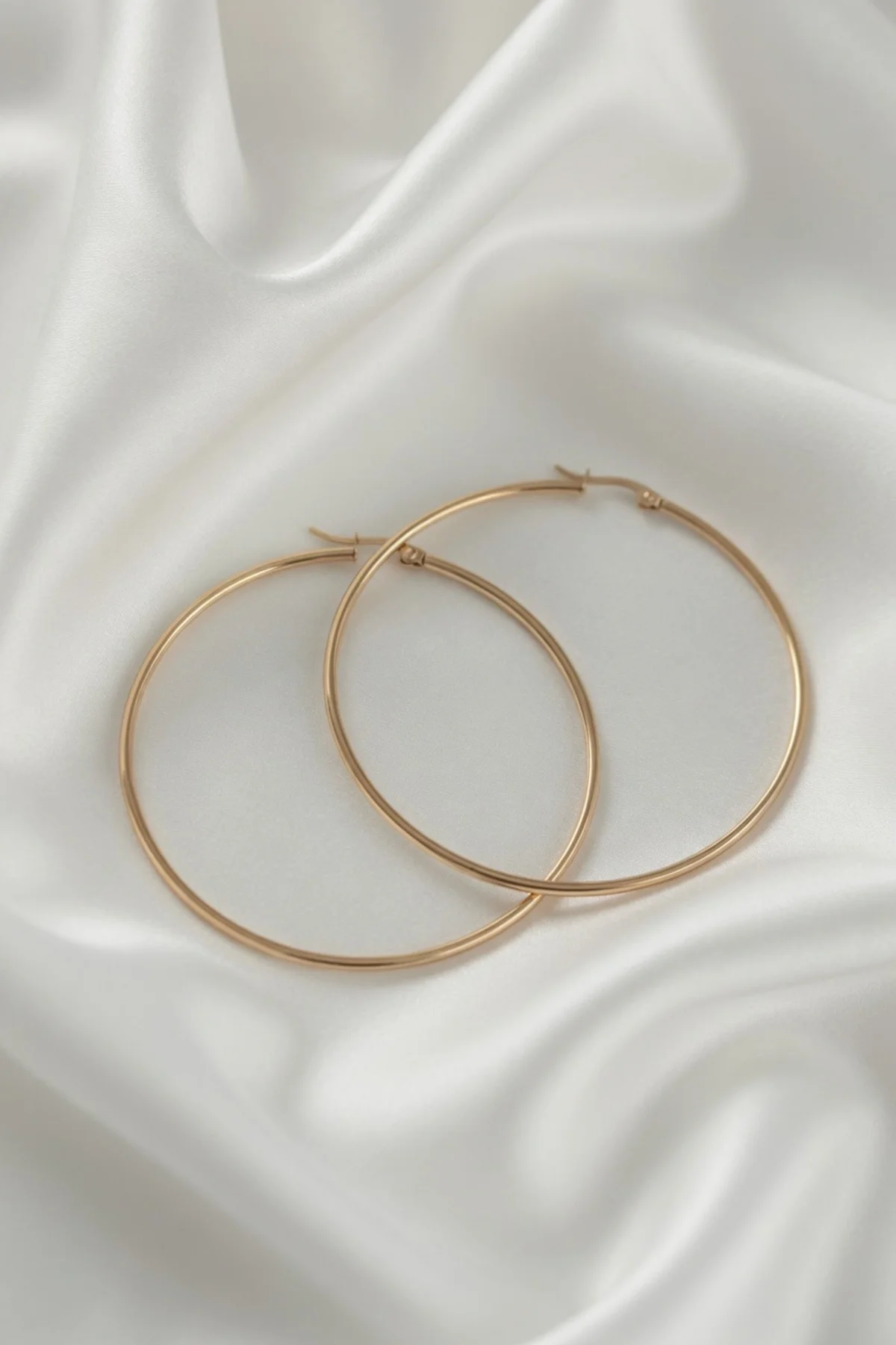 316L Paslanmaz Çelik Gold Renk 70 mm Kadın Halka Küpe