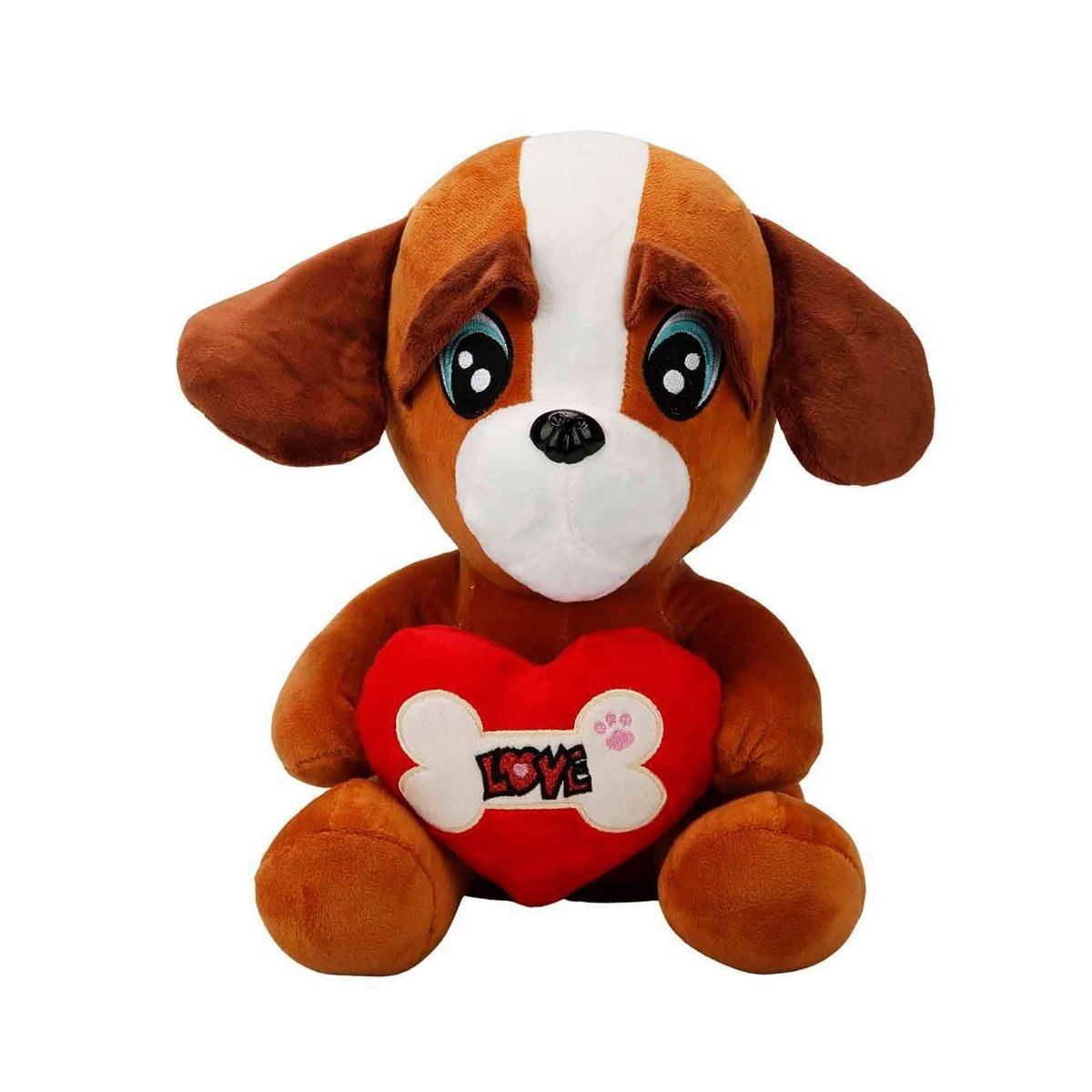 3183 Sunman, Kalpli Peluş Köpek 30 cm 3183 Sunman, Kalpli Peluş Köpek 30 cm