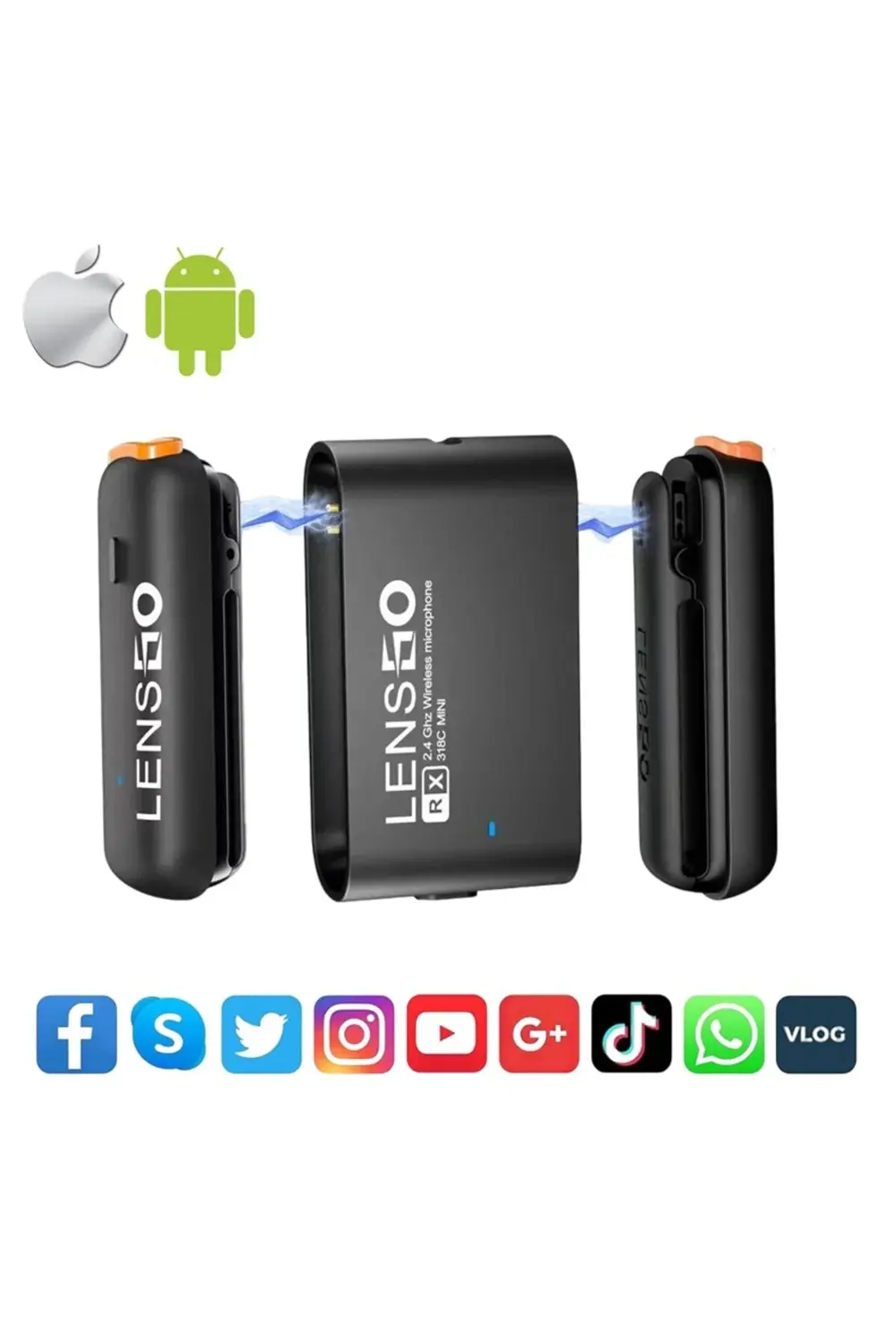 318c Mini Ikili Kablosuz Yaka Mikrofonu (IOS, ANDROİD VE KAMERA U