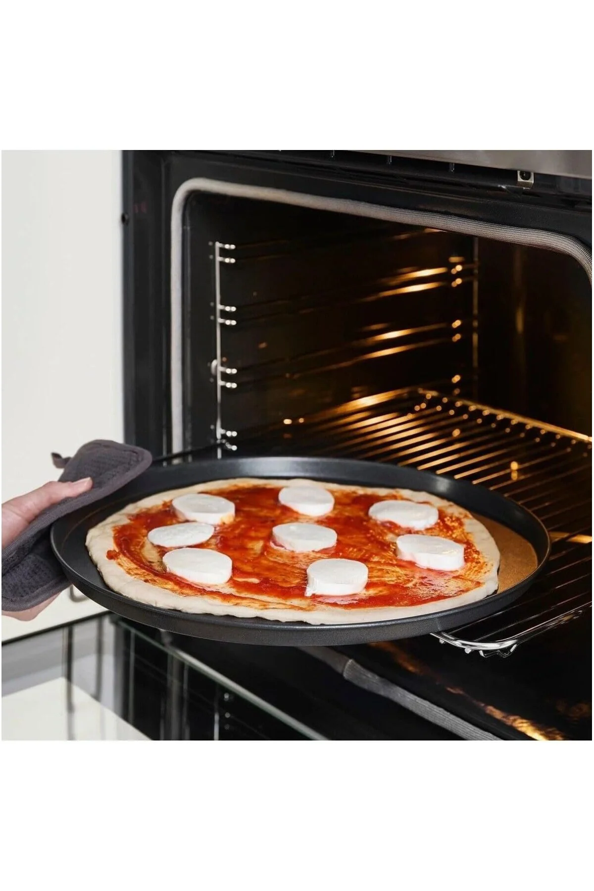 32-34-36 Cm 3'Lü Emaye Yuvarlak Pizza Fırın Tepsi Seti Siyah 32 X