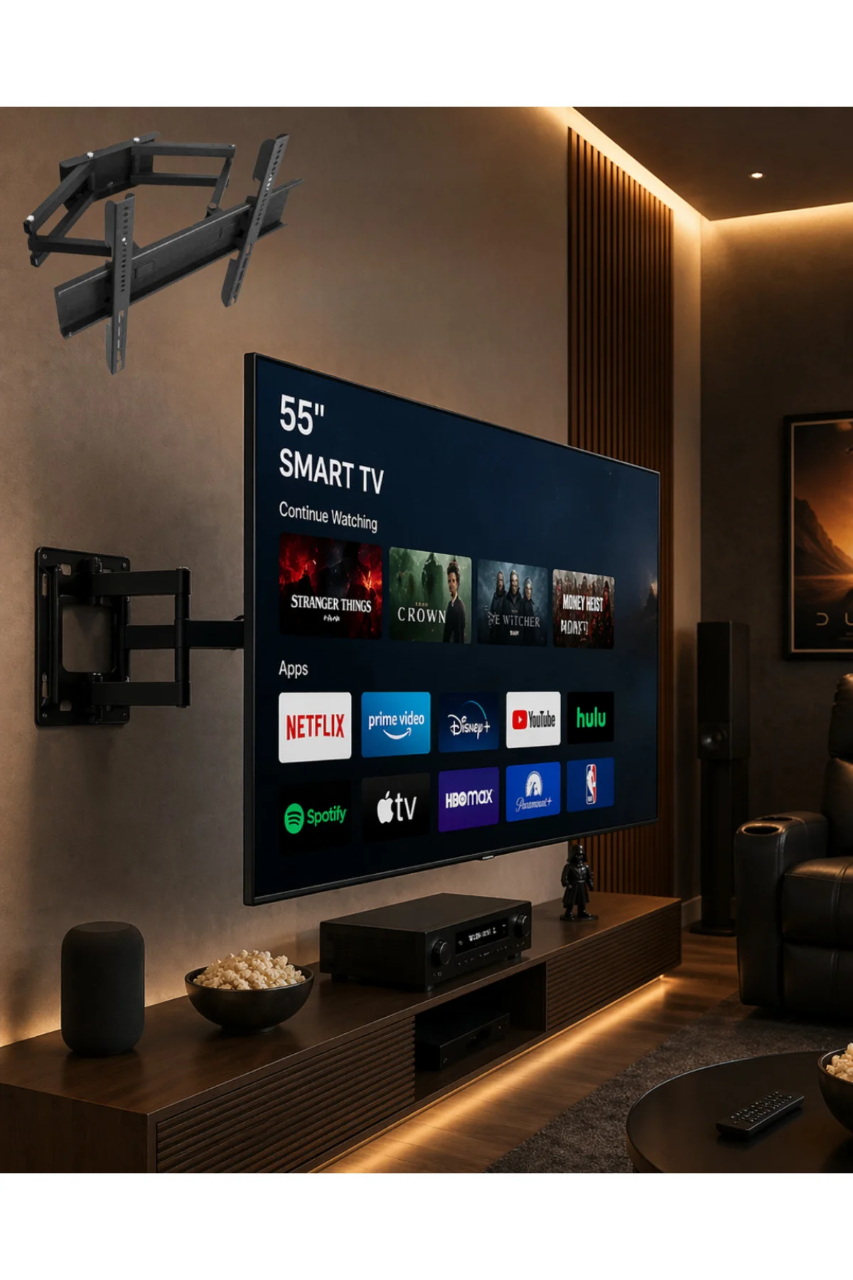 32 55 İnç Televizyon Askı Aparatı Duvara Monte Hareketli TV Tutuc