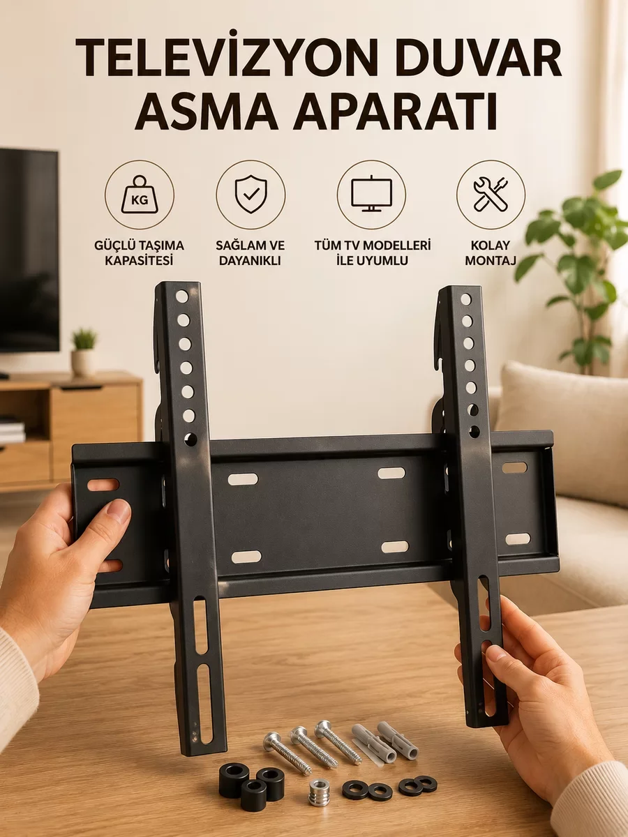 32-55 İnç Uyumlu 40 Kg Taşıma Kapatiseli Televizyon Duvar Asma Aparatı