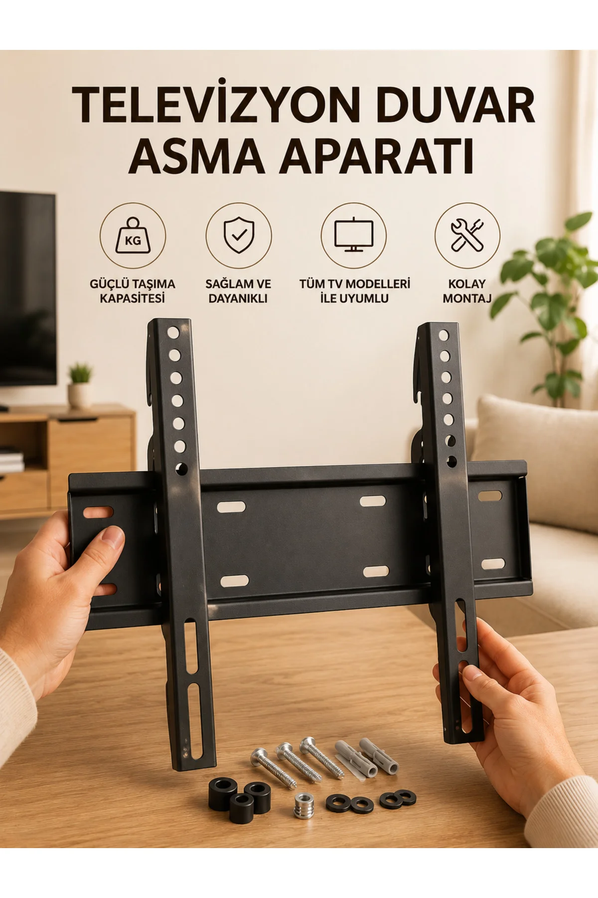 32-55 İnç Uyumlu 40 Kg Taşıma Kapatiseli Televizyon Duvar Asma Aparatı