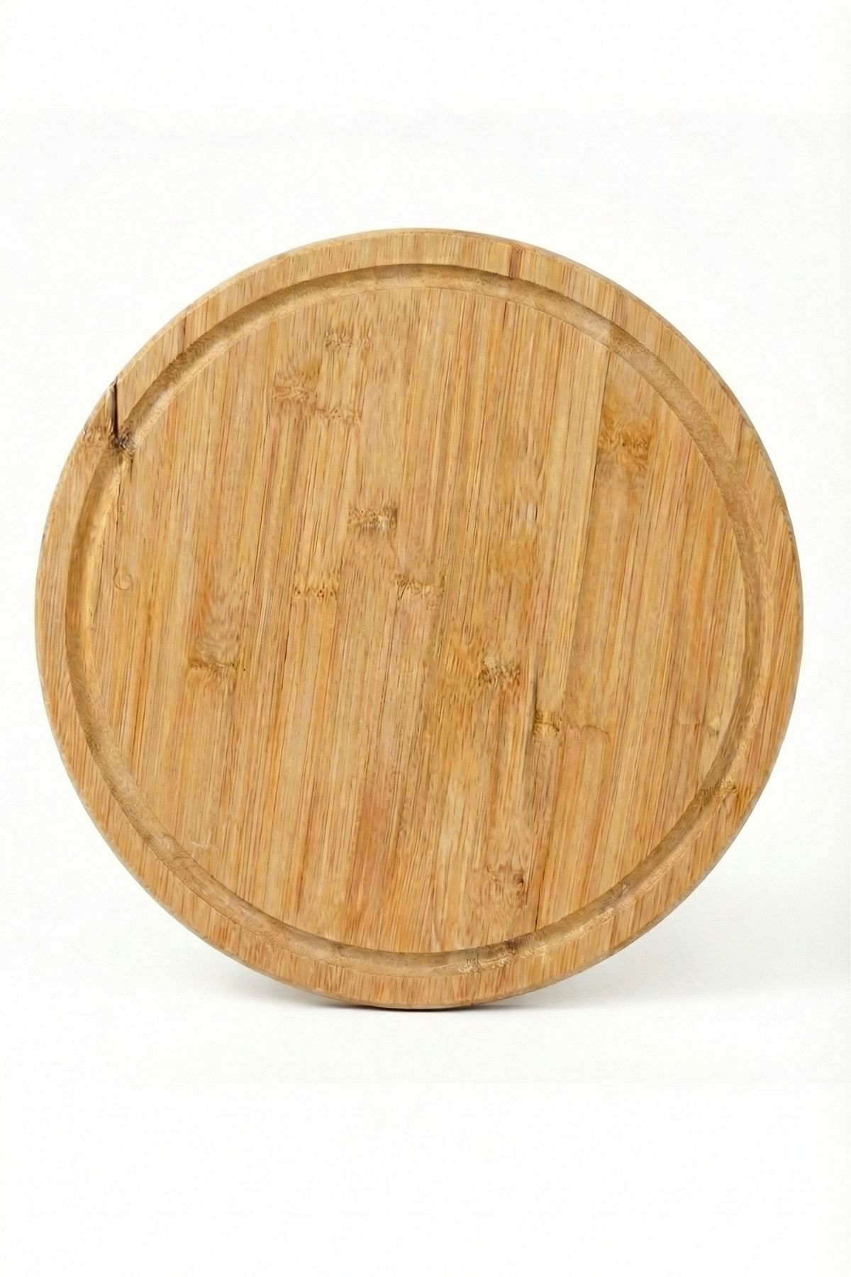 32 Cm Doğal Bambu Yuvarlak Kesme Tahtası, Sunum, Pizza ve Steak T