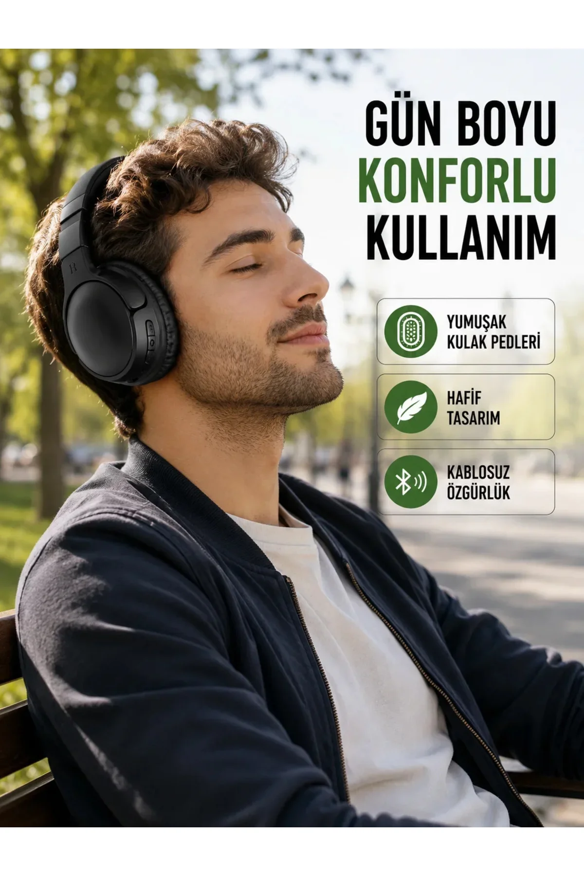 3.2 cm Sürücülü Ergonomik Kablosuz Kulaklık 3.2 cm Sürücülü Ergonomik Kablosuz Kulaklık