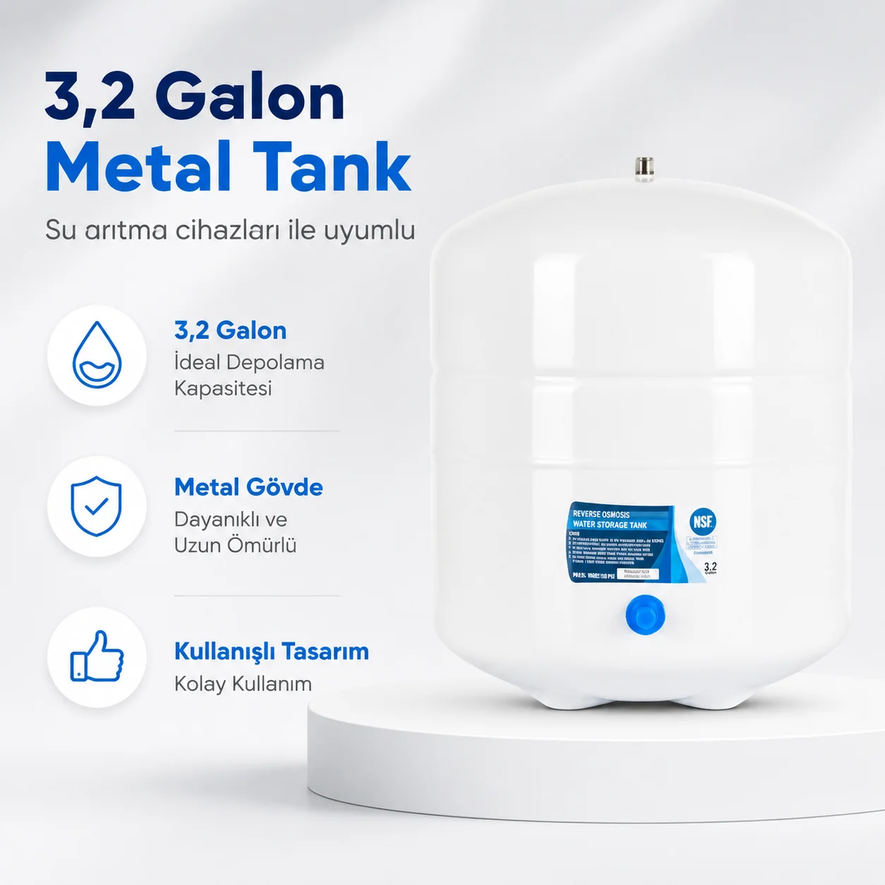 3,2 Galon Metal Su Arıtma Tankı – Dayanıklı ve Geniş Depolama Çözümü Fiyatı, Yorumları ve Özellikleri