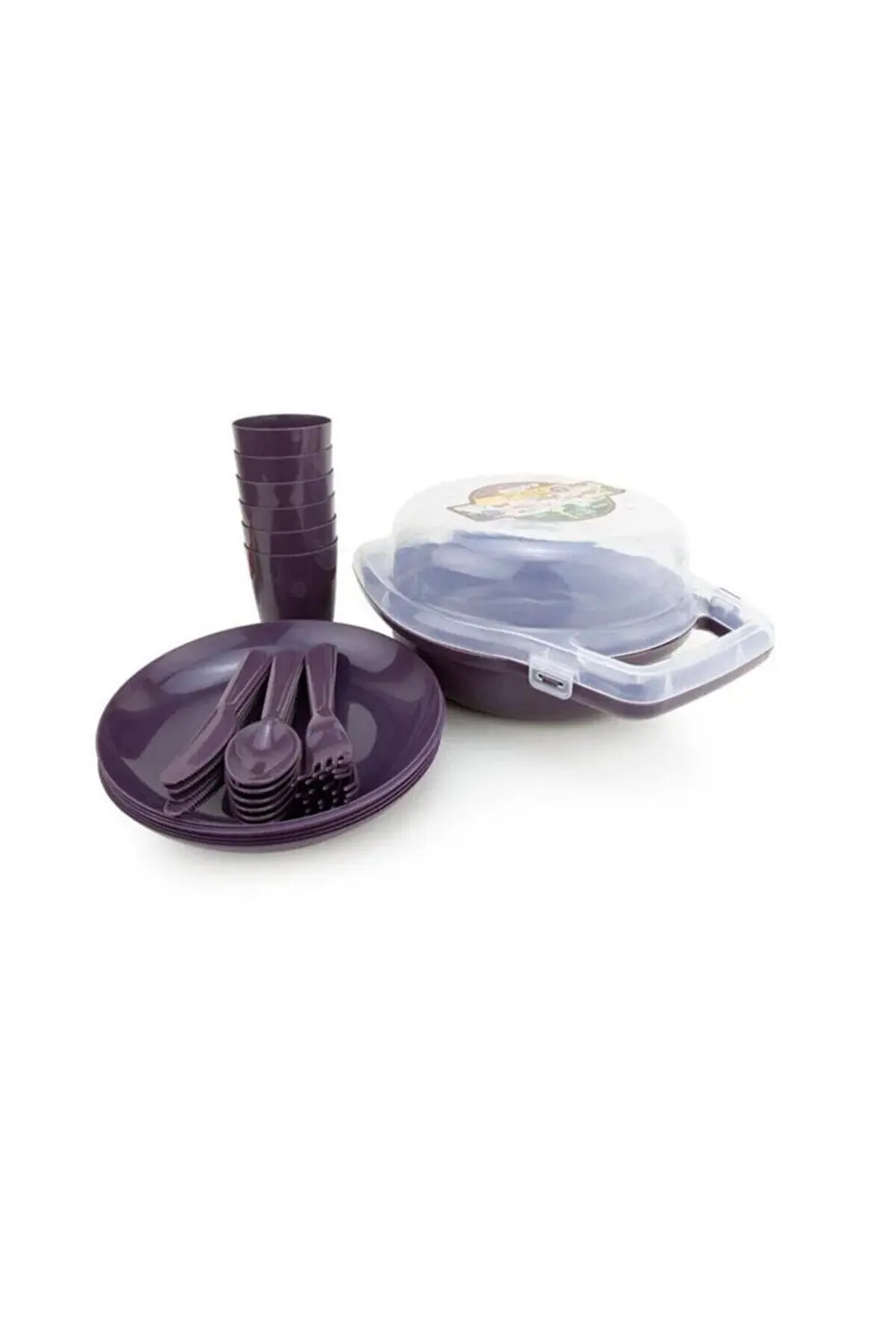 32 Parça Piknik Seti, Kilitli Taşıma Çantalı 32'li Plastik Piknik