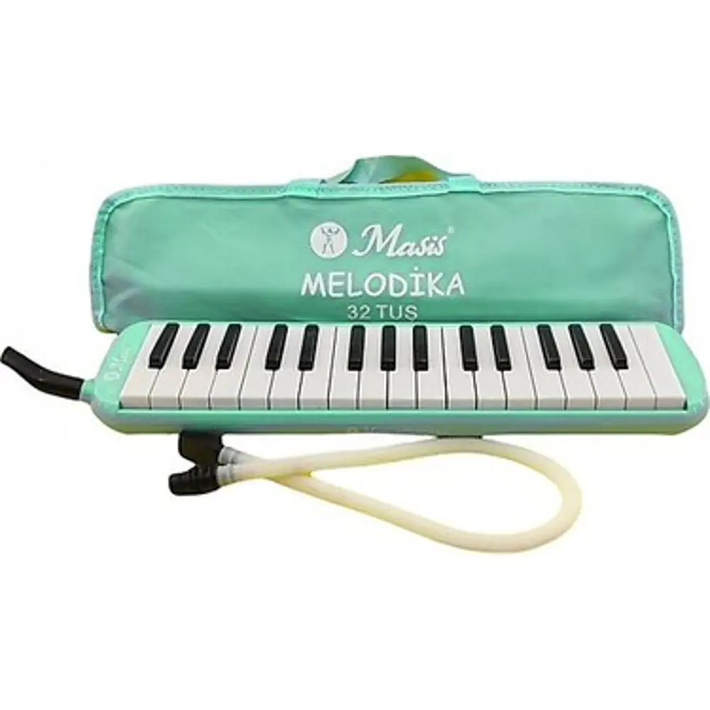 32 Tuşlu Melodika Bez Çantalı -Pastel Yeşil