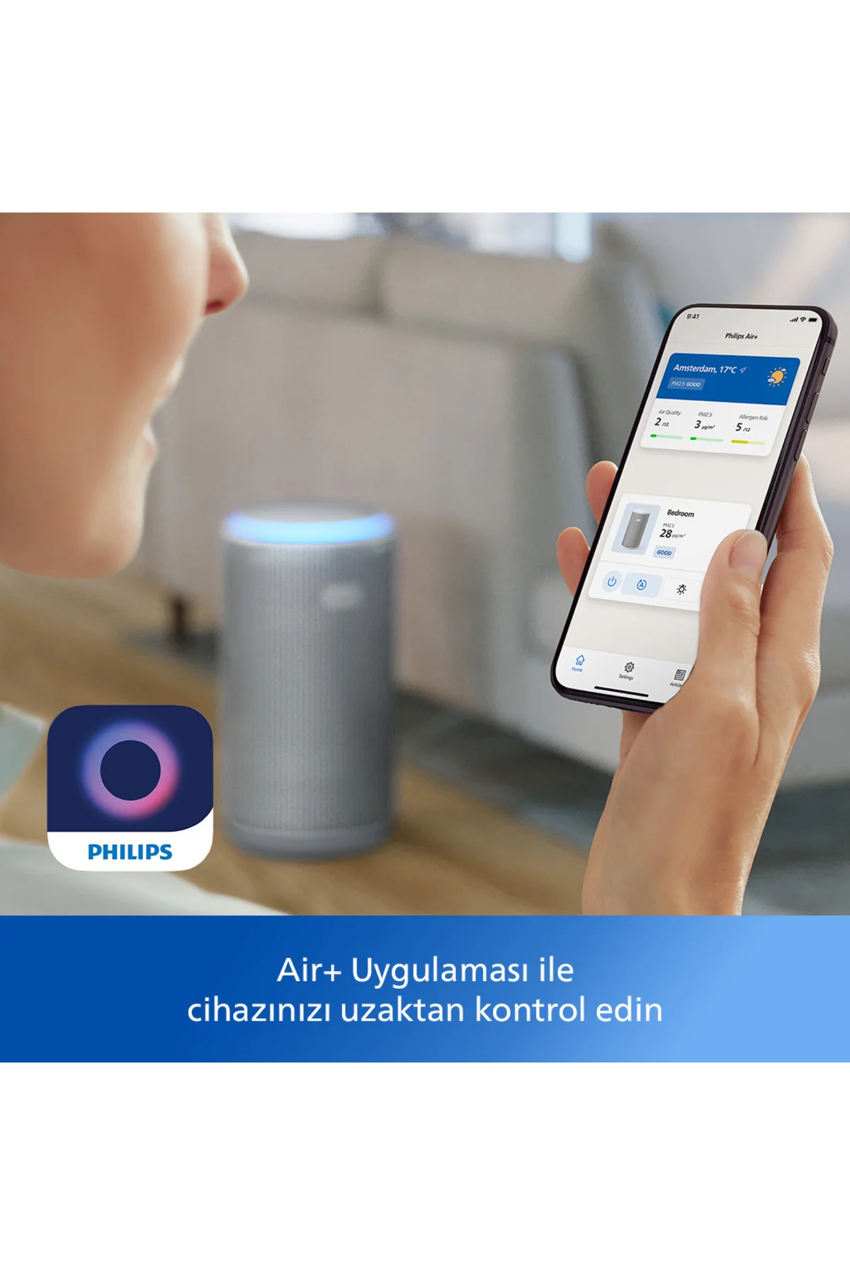 3200 Serisi Hava Temizleyici, 135 m2'ye Kadar Etkili, 520 m3/sa Temiz Hava Hızı, AC3220/10