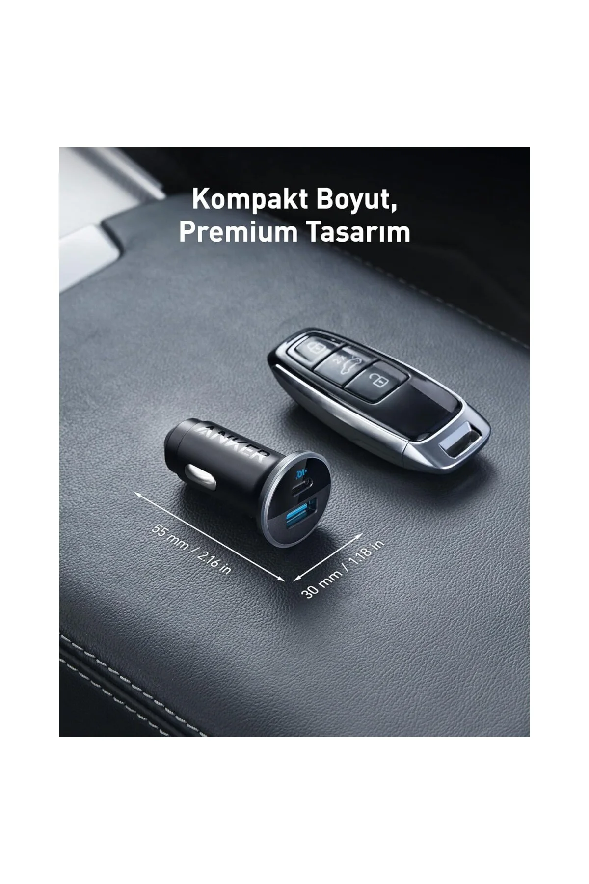323 Araç Şarj Cihazı, 52.5W, USB-C portu maksimum 30W, USB-A port