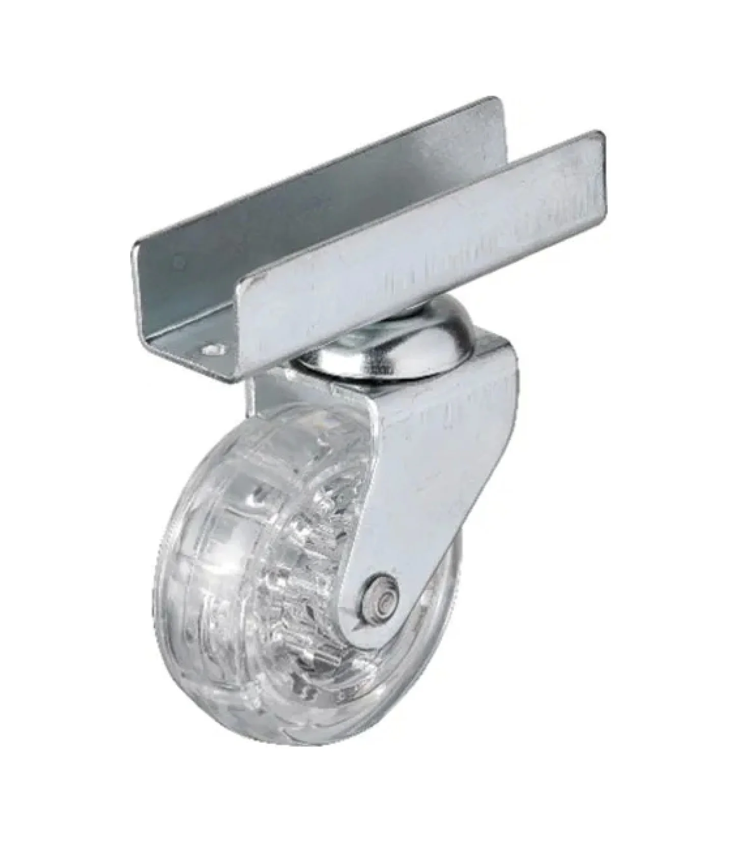 327 - 50x20 Mm Şeffaf Makaralı Uzun U Tablalı Teker 4 Adet