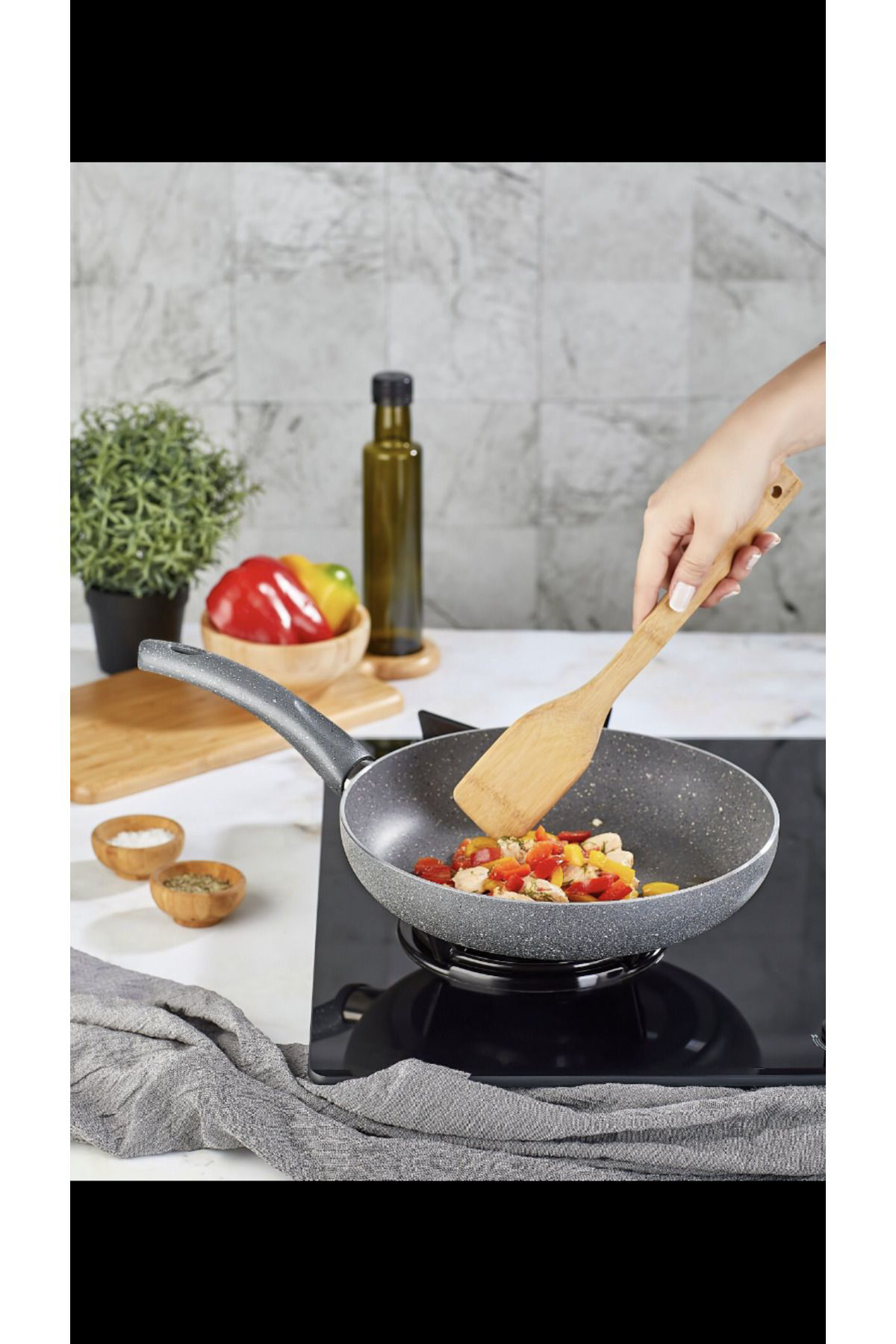 Erdemhaslon 32Cm İç Dış Granit Lüx Tava