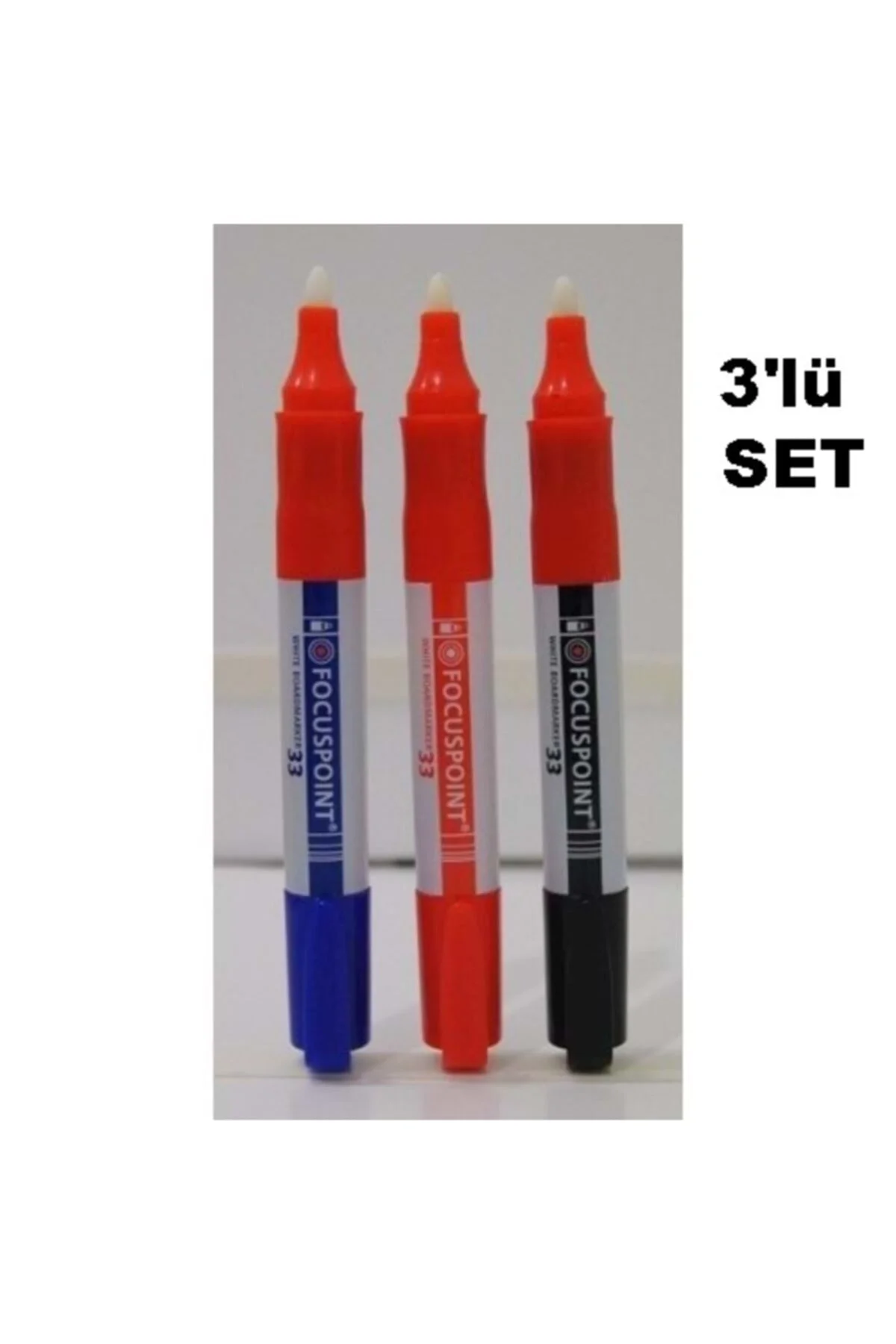 33 Beyaz Tahta Kalemi Kartuşlu 3'lü Set Mavi-siyah-kırmızı