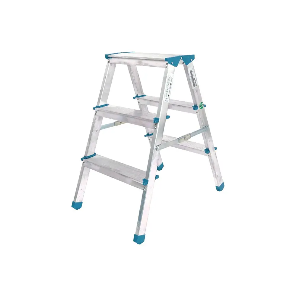 3+3 ÇİFT BASAMAKLI ALÜMİNYUM METAL MERDİVEN YÜKSEKLİK = 69CM BAŞ 