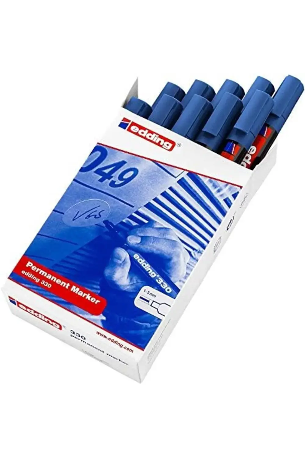 330 permanent markör mavi - 10 kalem - 1-5 mm kesik uçlu 1178227