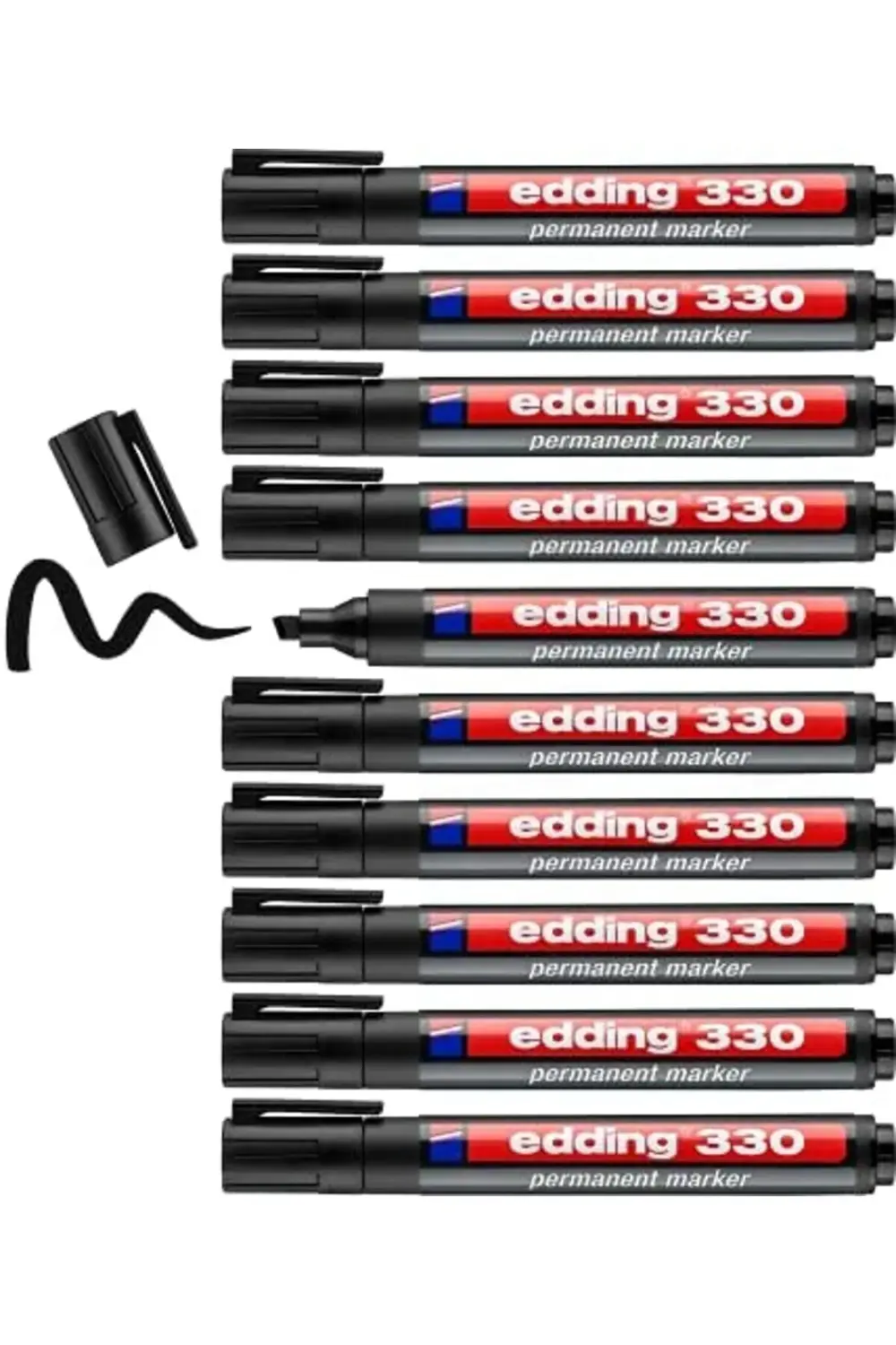 330 permanent markör - siyah - 10 kalem - 1-5 mm kesik uçlu 11782