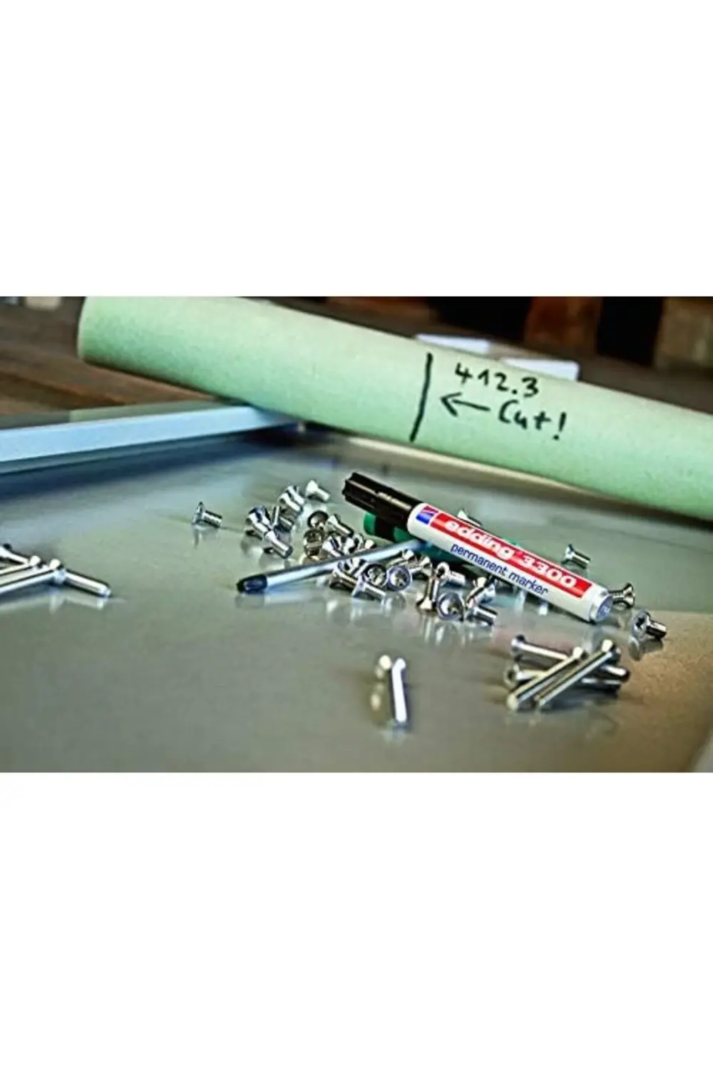 3300 permanent markör - kırmızı - 10 kalem - 1-5 mm kesik uçlu 11