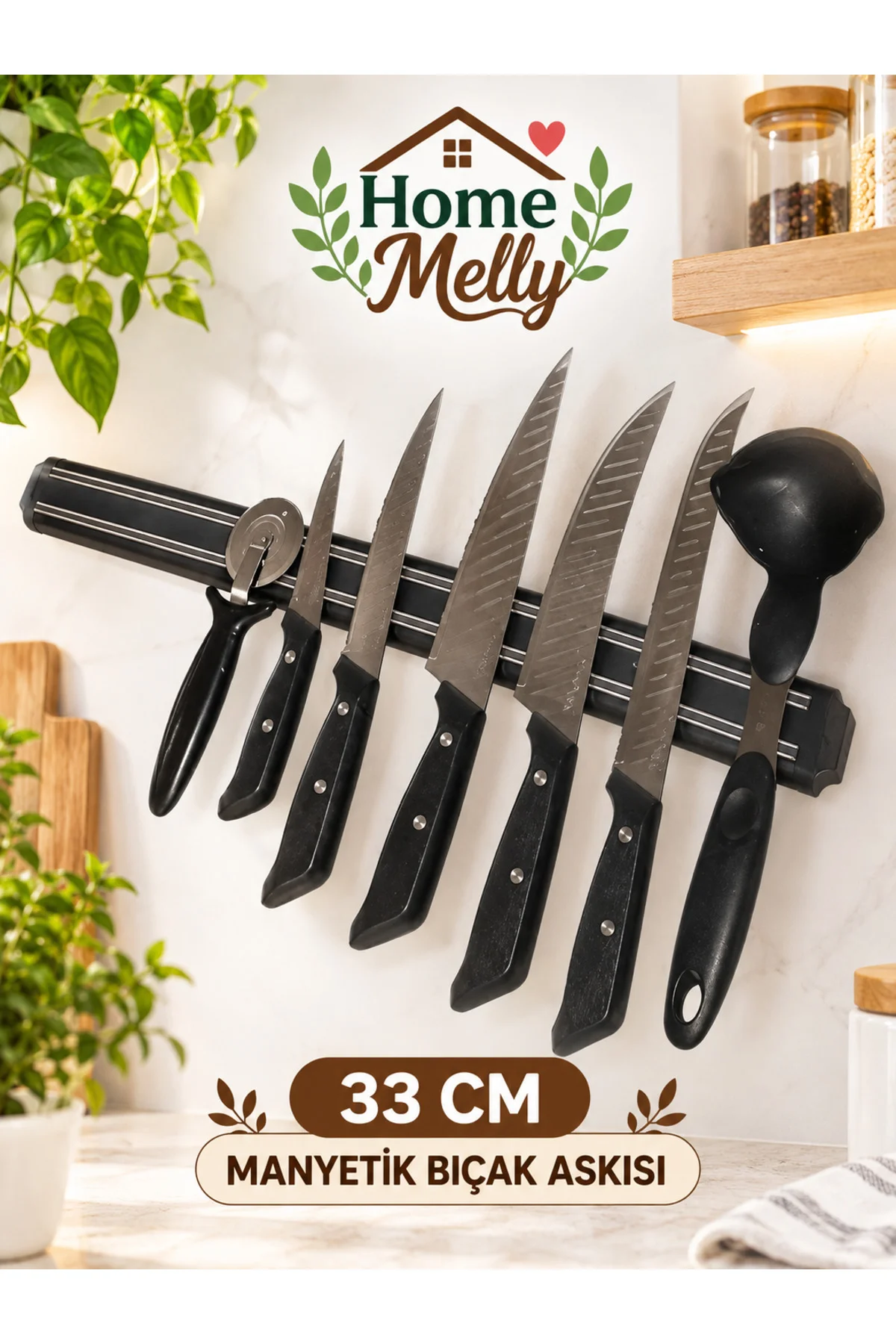 33cm Manyetik Bıçak Askısı , Mıknatıslı Paslanmaz Çelik Duvar Askısı Bıçak Organizeri 33cm Manyetik Bıçak Askısı , Mıknatıslı Paslanmaz Çelik Duvar Askısı Bıçak Organizeri - Görsel 2