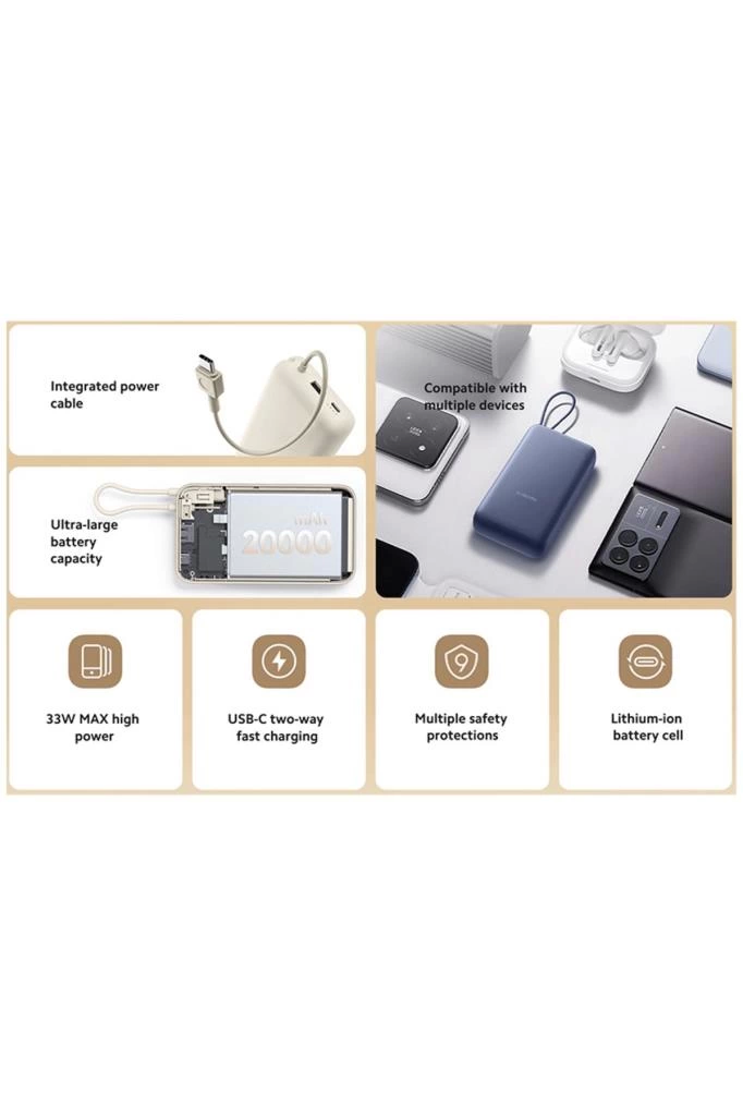 33w 20.000mah Mavi Powerbank Usb Ve Usb-c Portu Ve Usb-c Entegre 33w 20.000mah Mavi Powerbank Usb Ve Usb-c Portu Ve Usb-c Entegre