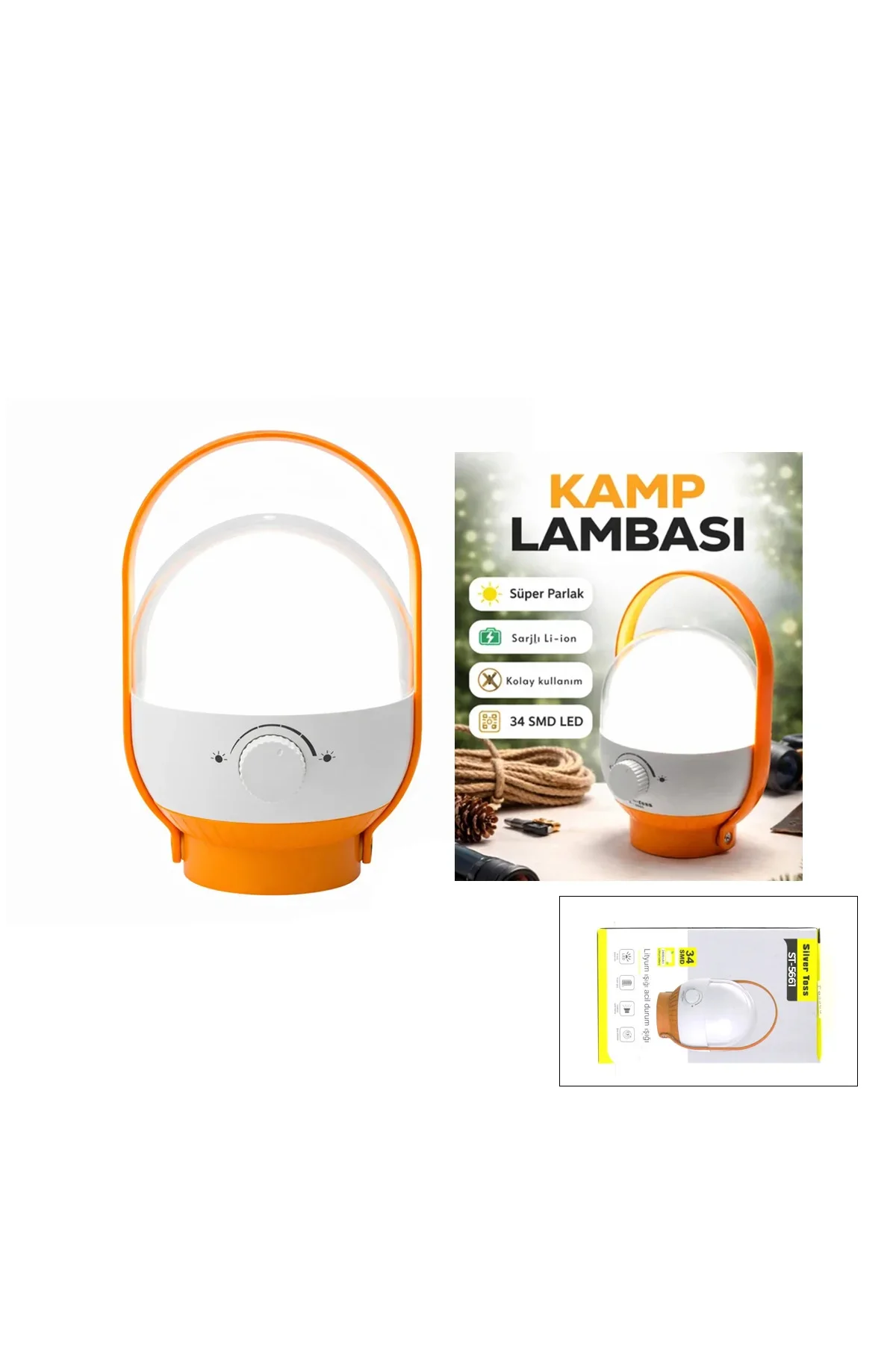 34 LED USB Şarjlı Kamp Lambası - Ayarlanabilir Işık, 2400mAh
