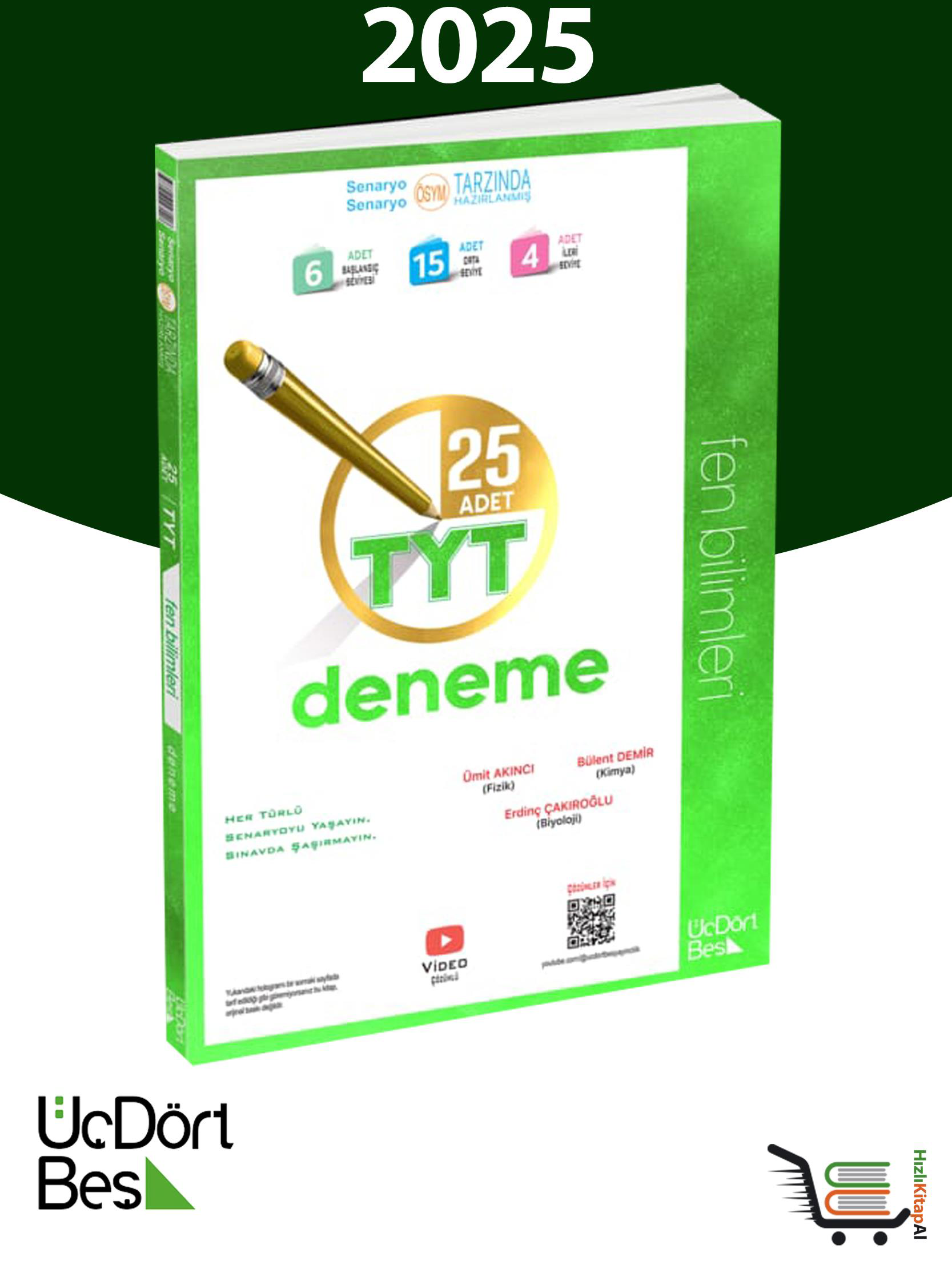 Üç Dört Beş Yayıncılık 345-2025 Model 25'Li Tyt Fen Bilimleri Denemesi