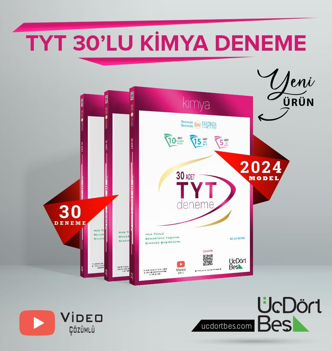 345-30'lu TYT Kimya Denemesi 2024 Model