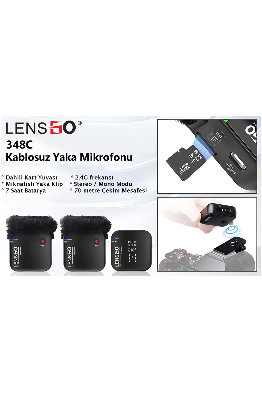 348C 1V2 Kablosuz İkili Yaka Mikrofonu