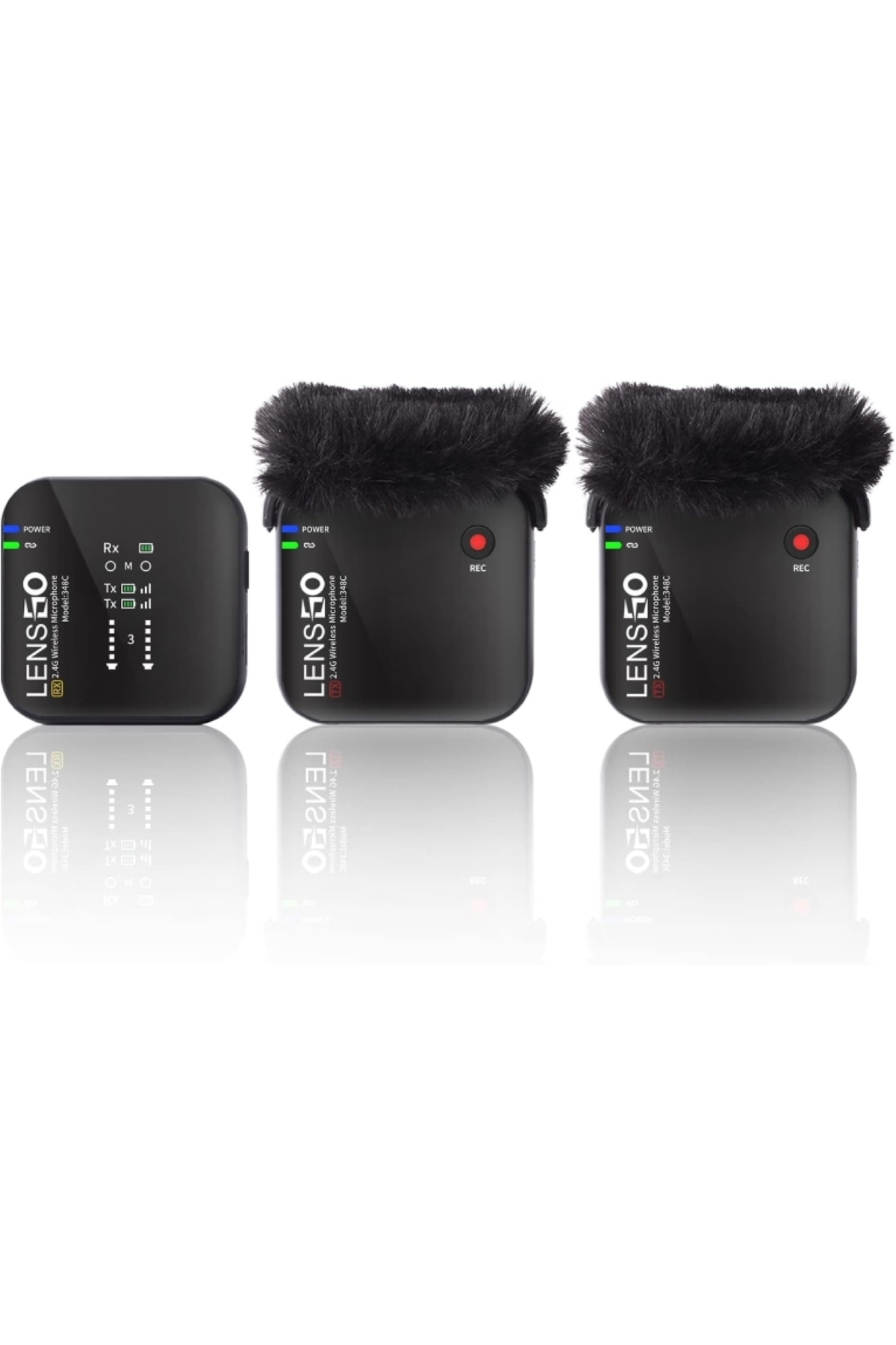 Lensgo 348C Siyah 1V2 Kablosuz İkili Mikrofon Seti