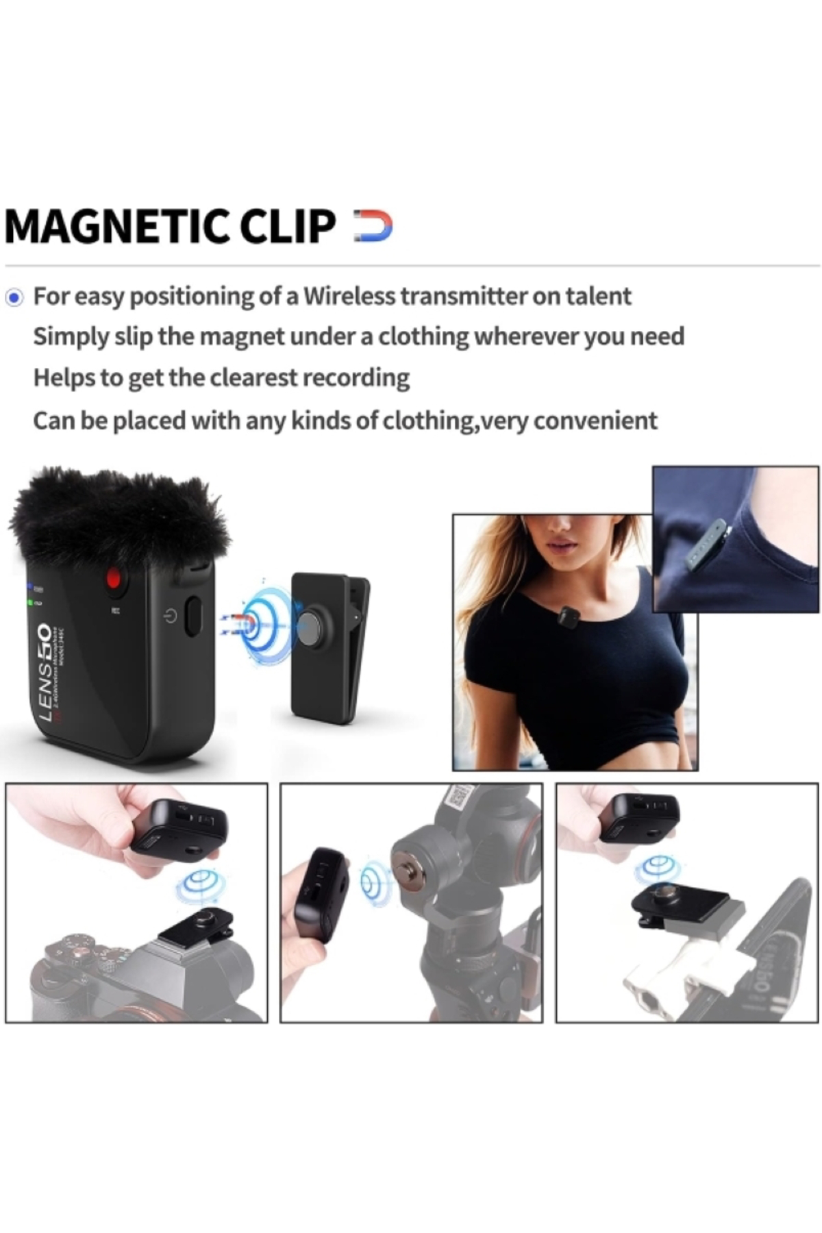 Lensgo 348C Siyah 1V2 Kablosuz İkili Mikrofon Seti