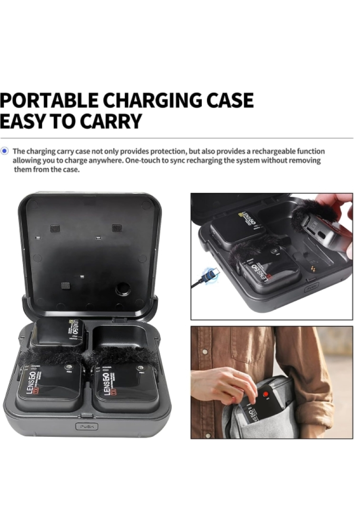 Lensgo 348C Siyah 1V2 Kablosuz İkili Mikrofon Seti