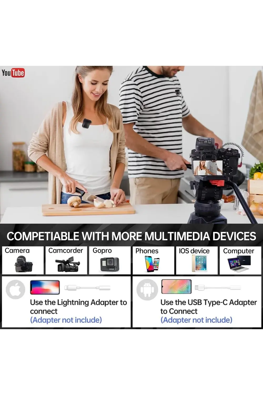 348C Siyah 1V2 Kablosuz İkili Mikrofon Seti