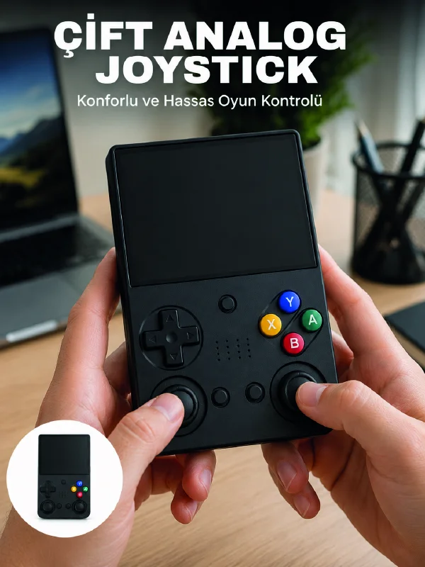 3.5 İnç IPS Ekran Retro Oyun Konsolu 64GB Dahili Hafıza Çift Analog Joystick Taşınabilir El Konsolu 3.5 İnç IPS Ekran Retro Oyun Konsolu 64GB Dahili Hafıza Çift Analog Joystick Taşınabilir El Konsolu