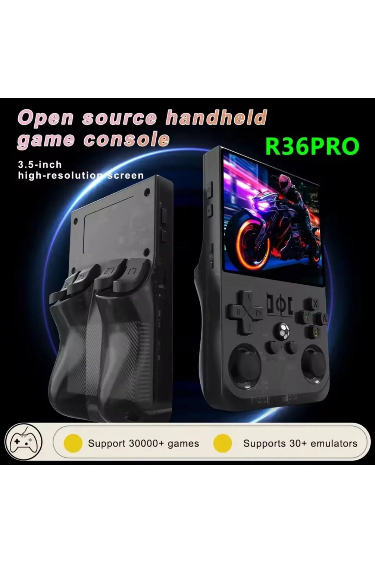 3,5 inç IPS ekranlı mini el oyun konsolu, Linux sistemli, çok renkli, bluetooth yok