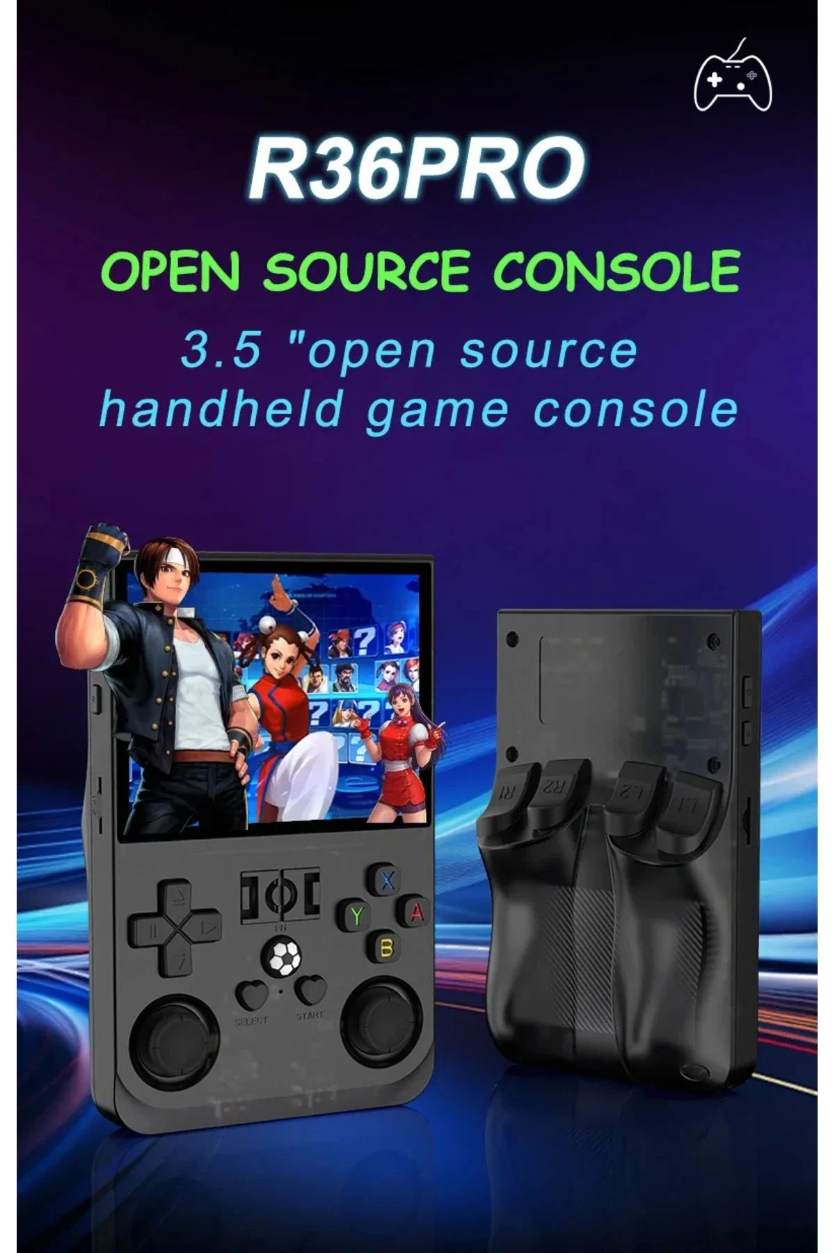 3,5 inç IPS ekranlı mini el oyun konsolu, Linux sistemli, çok renkli, bluetooth yok