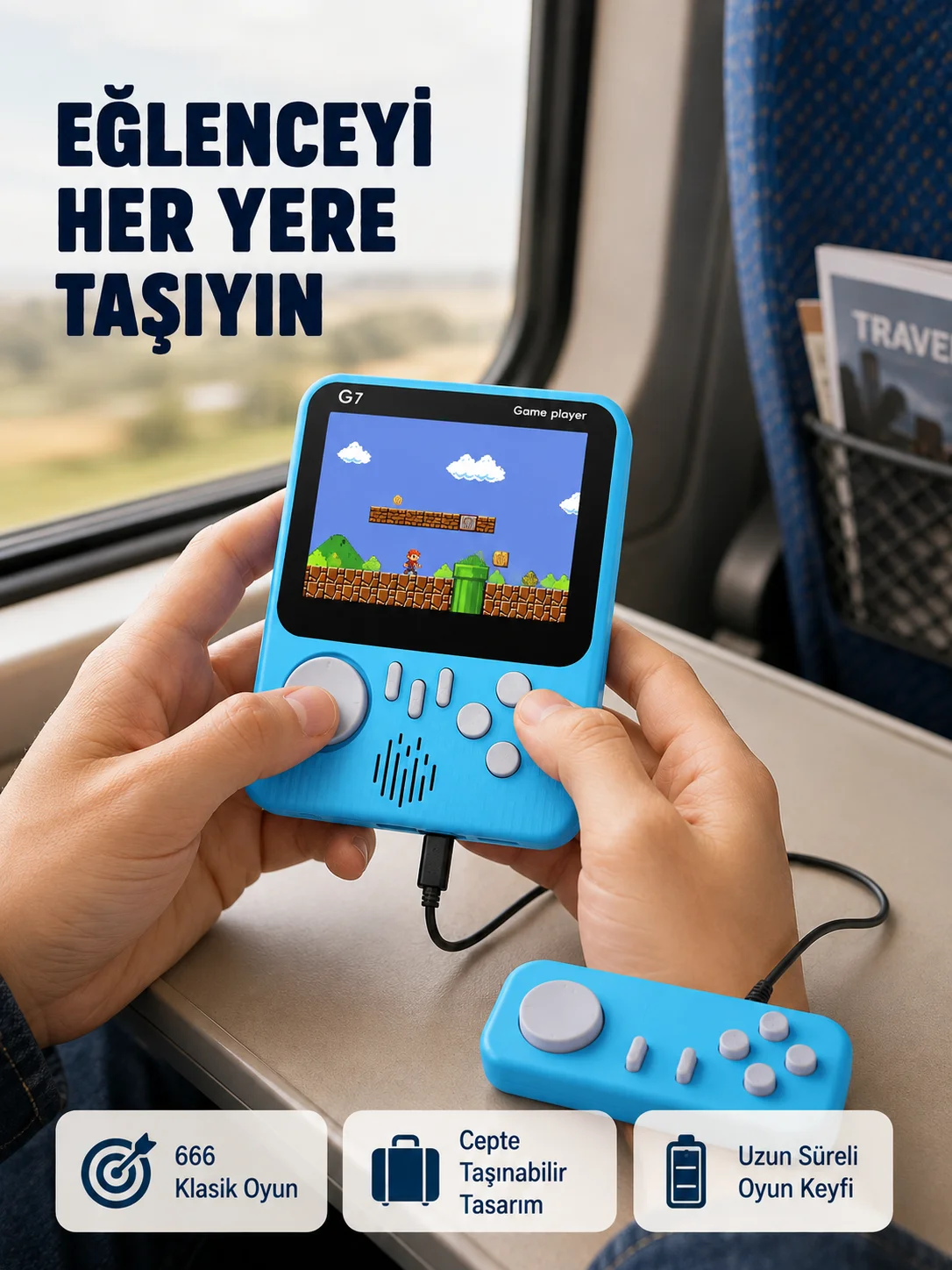 3.5 İnç LCD Ekranlı 666 Oyunlu Taşınabilir Retro Oyun Konsolu