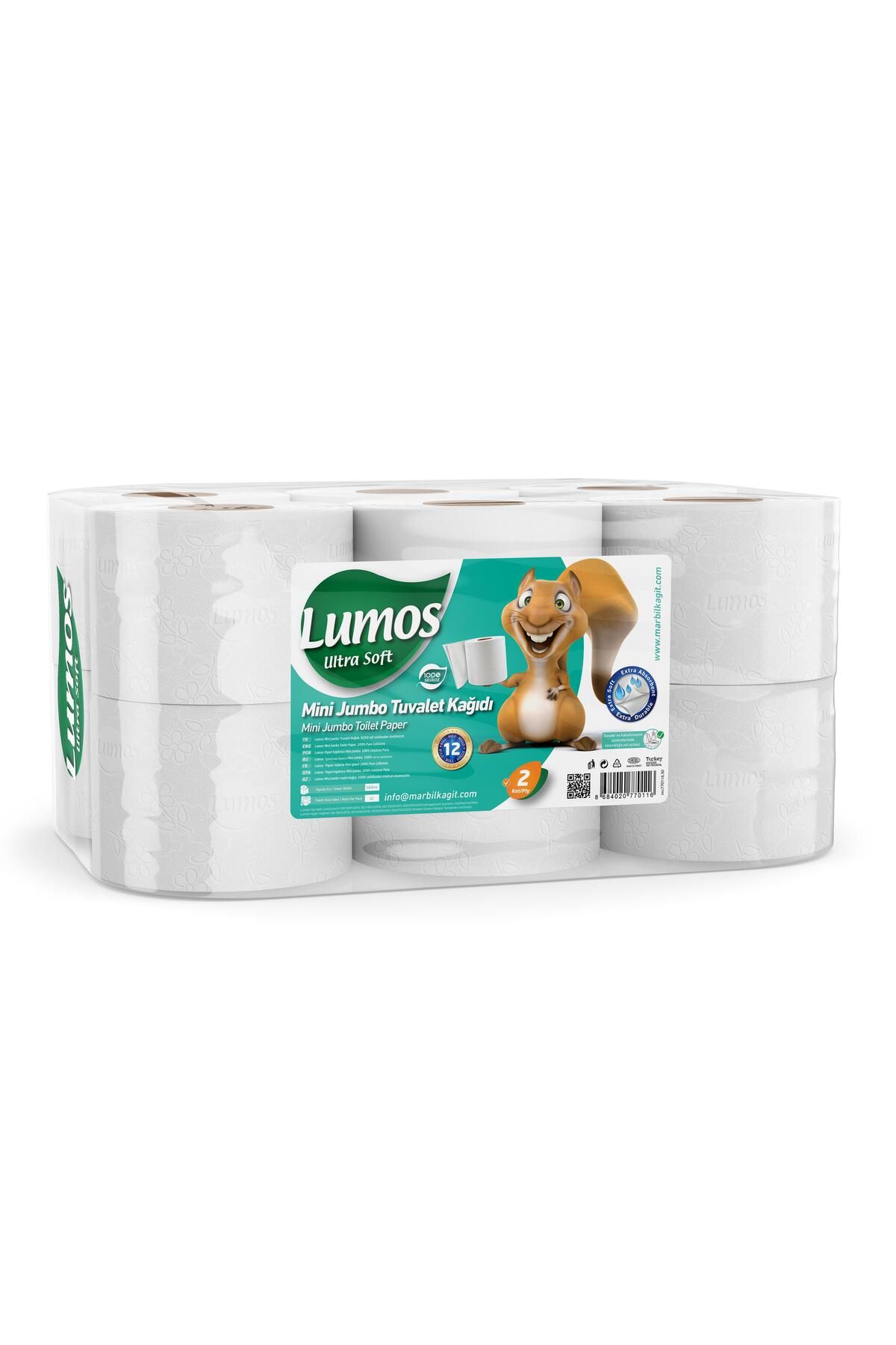 Lumos 3,5 Kg Mini Jumbo Tuvalet Kağidi (Beyaz) (2 Kat) (10X22cm) (17Gsm) (3.5Kg) (Koli)