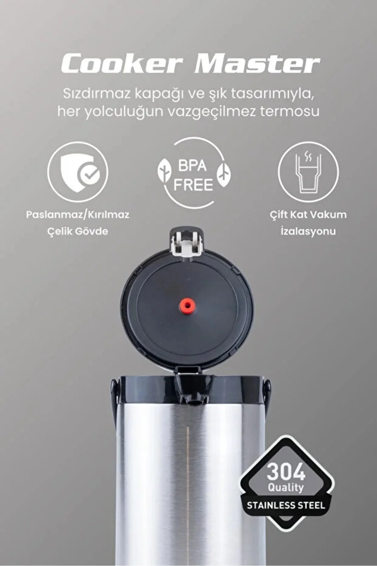3,5 Litre Paslanmaz Çelik Termos Siyah - Görsel 3