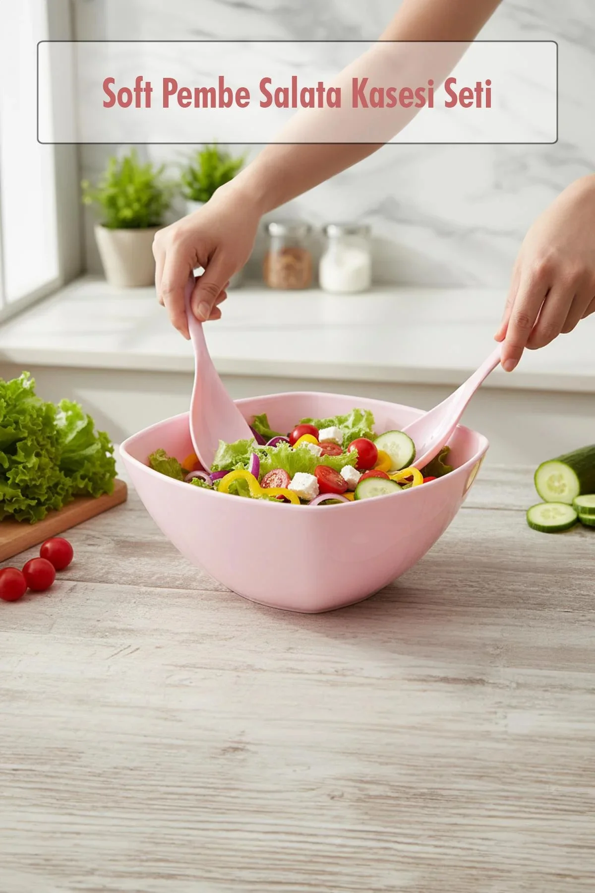 3,5 Lt Soft Pembe Akrilik Kare Salata ve Servis Kasesi Seti – 3 Parça 3,5 Lt Soft Pembe Akrilik Kare Salata ve Servis Kasesi Seti – 3 Parça