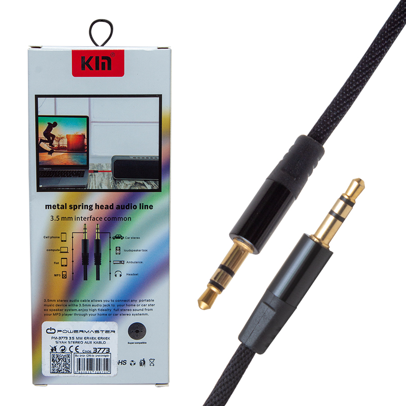 3.5 MM ERKEK/ERKEK SİYAH STEREO AUX 1.1 MT KUTULU KABLO (4741)
